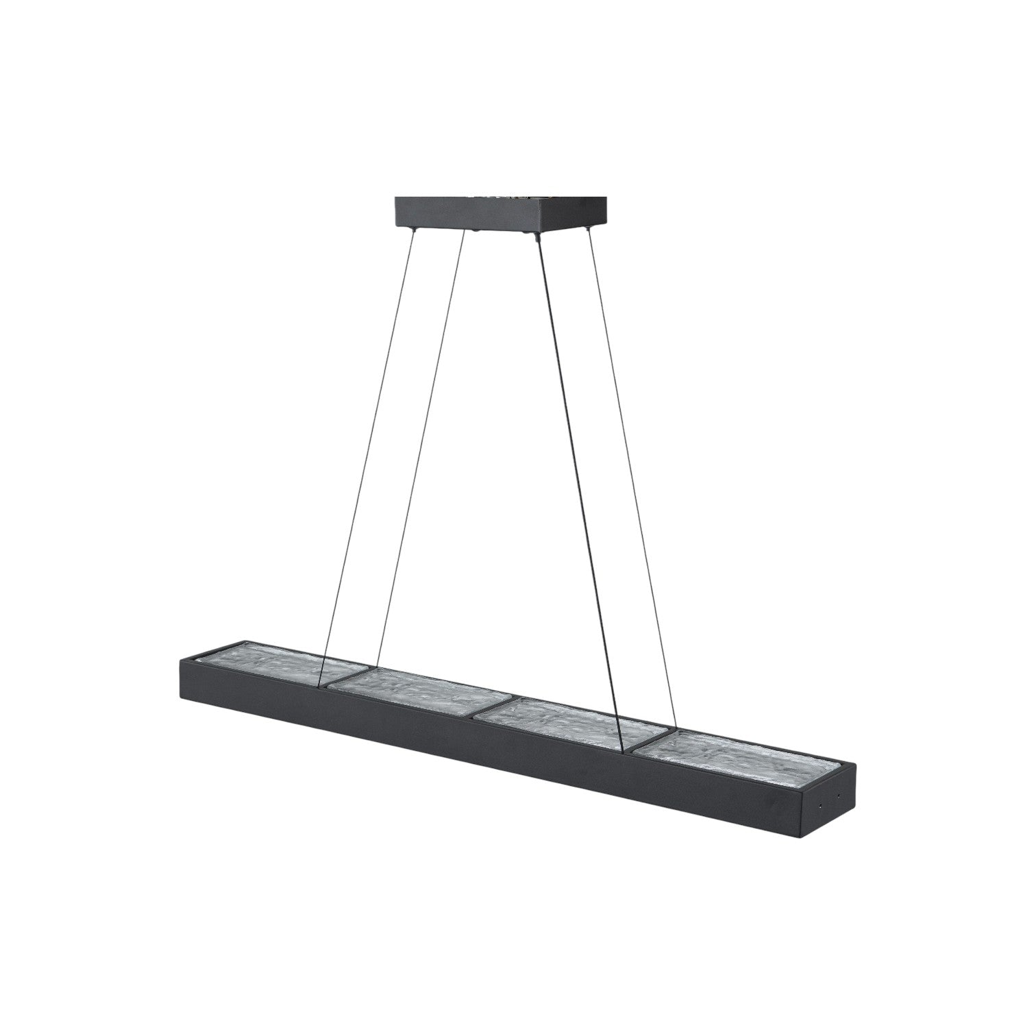 Glowlings 4-Light Modern Matte Black Rectangular 3000K Dimmable Linear LED Textured Glass Pendant Light