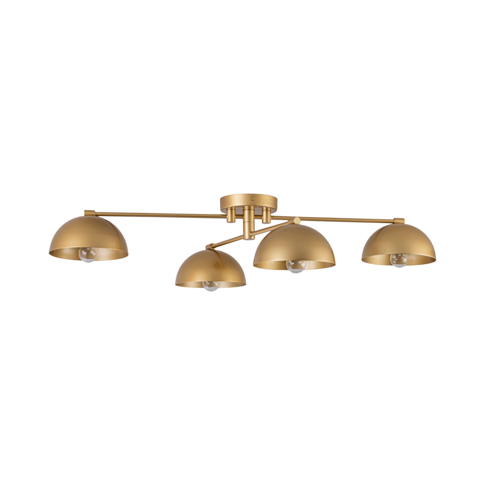 Glowlings 4-Light Mid-Century Antique Gold Sputnik Semi-Flush Mount Ceiling Light with Dome Shades