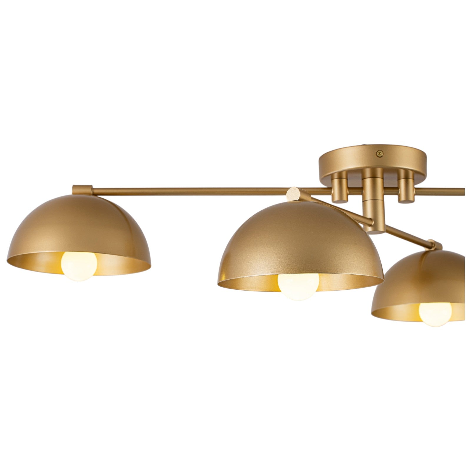 Glowlings 4-Light Mid-Century Antique Gold Sputnik Semi-Flush Mount Ceiling Light with Dome Shades