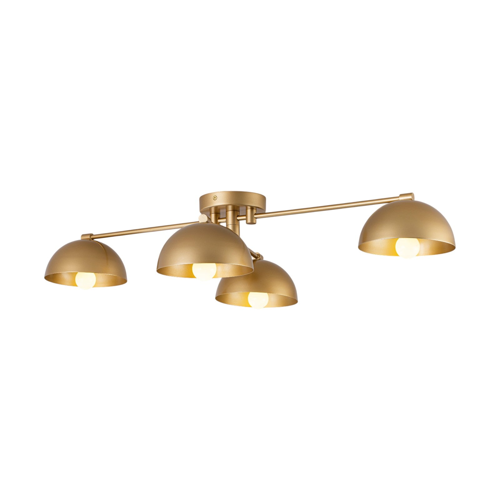 Glowlings 4-Light Mid-Century Antique Gold Sputnik Semi-Flush Mount Ceiling Light with Dome Shades