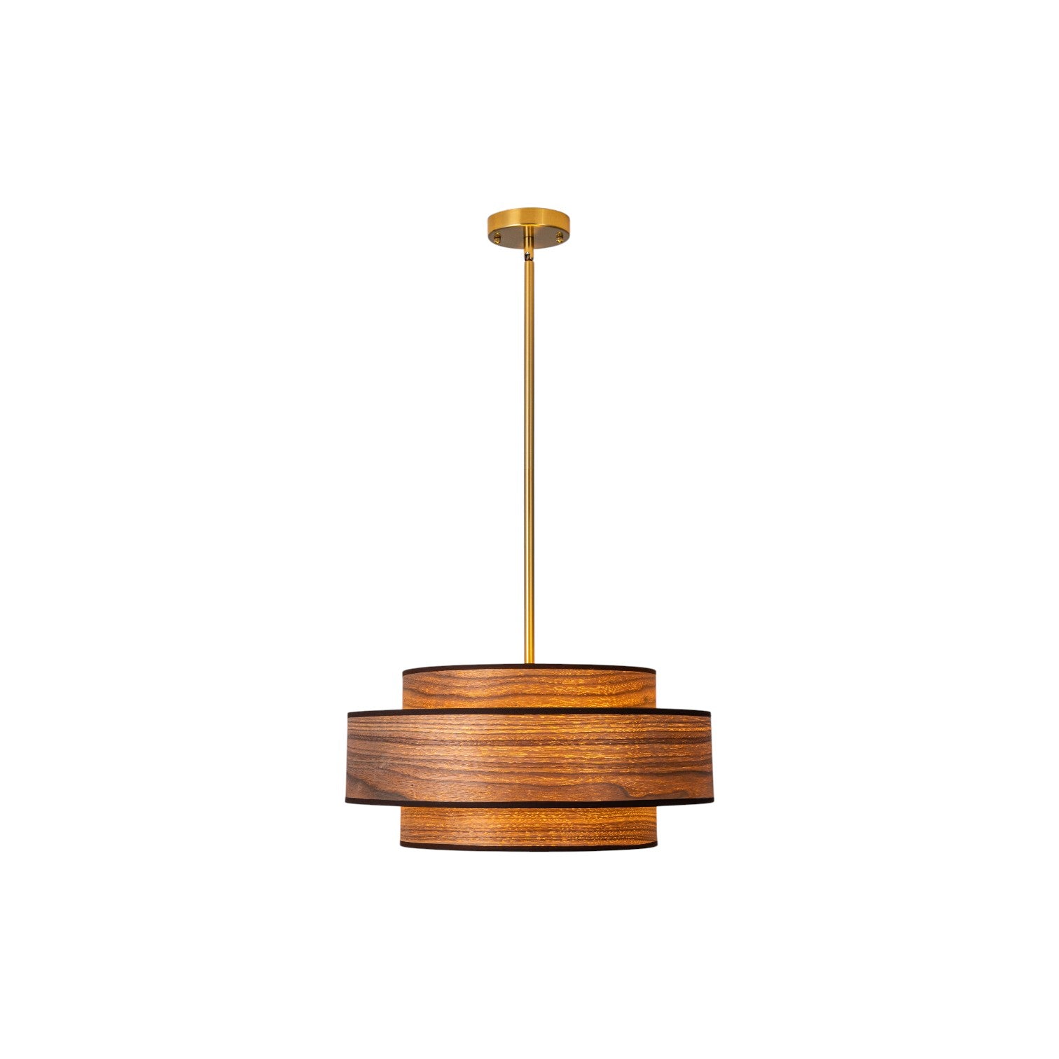 Glowlings 4-Light Modern 20"Wide Walnut Wood Grain Tiered Fabric Shade Drum Chandelier
