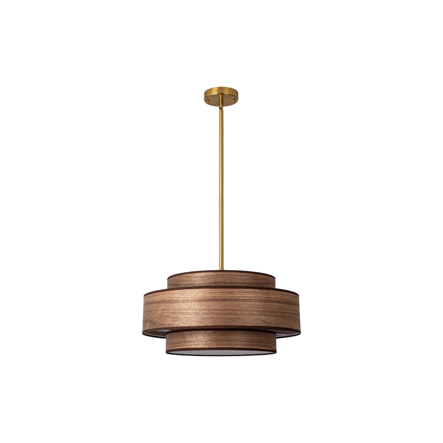 Glowlings 4-Light Modern 20"Wide Walnut Wood Grain Tiered Fabric Shade Drum Chandelier