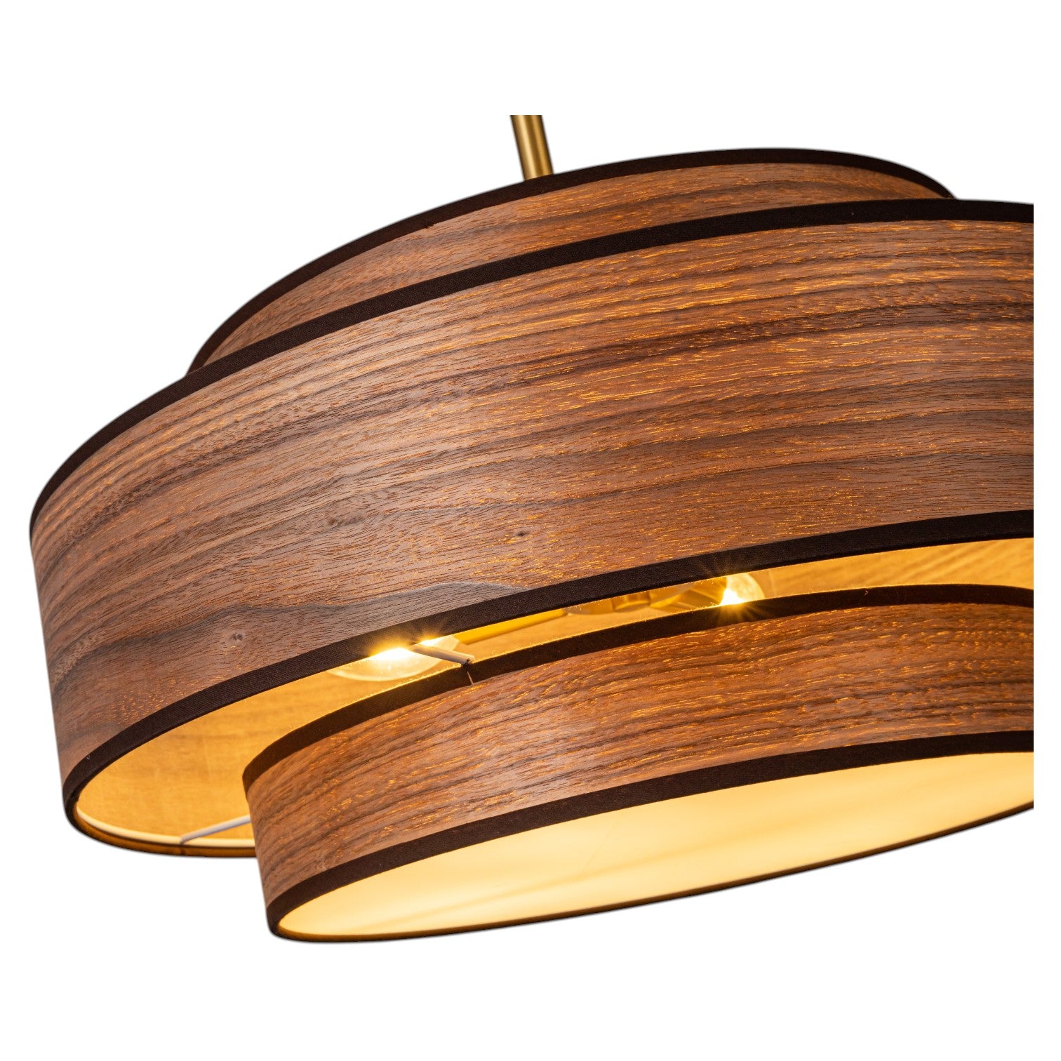Glowlings 4-Light Modern 20"Wide Walnut Wood Grain Tiered Fabric Shade Drum Chandelier