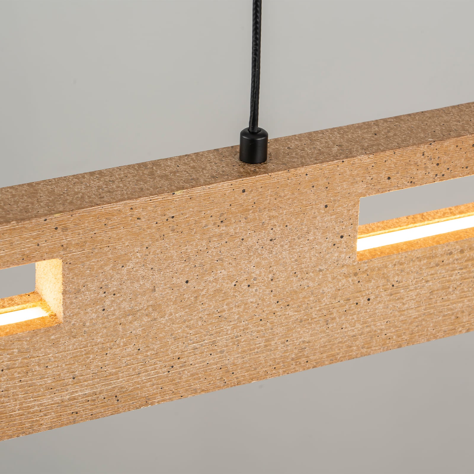 Glowlings 4-Light Modern 41"Wide Rectangle Pine Linear LED Wooden Pendant Light