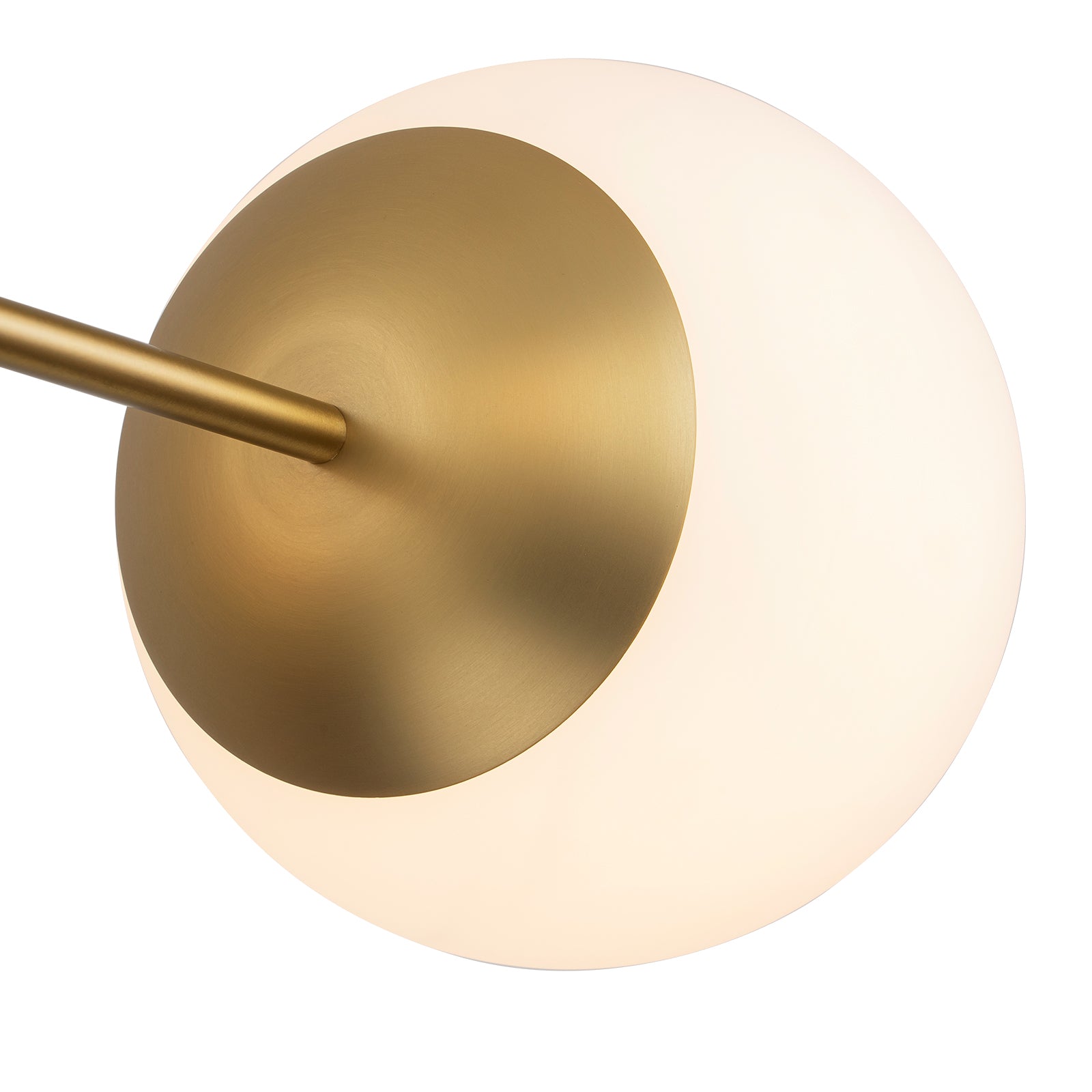 Glowlings 4-Light Modern 43"Wide Large Opal Glass Globe Brass Linear Pendant Light