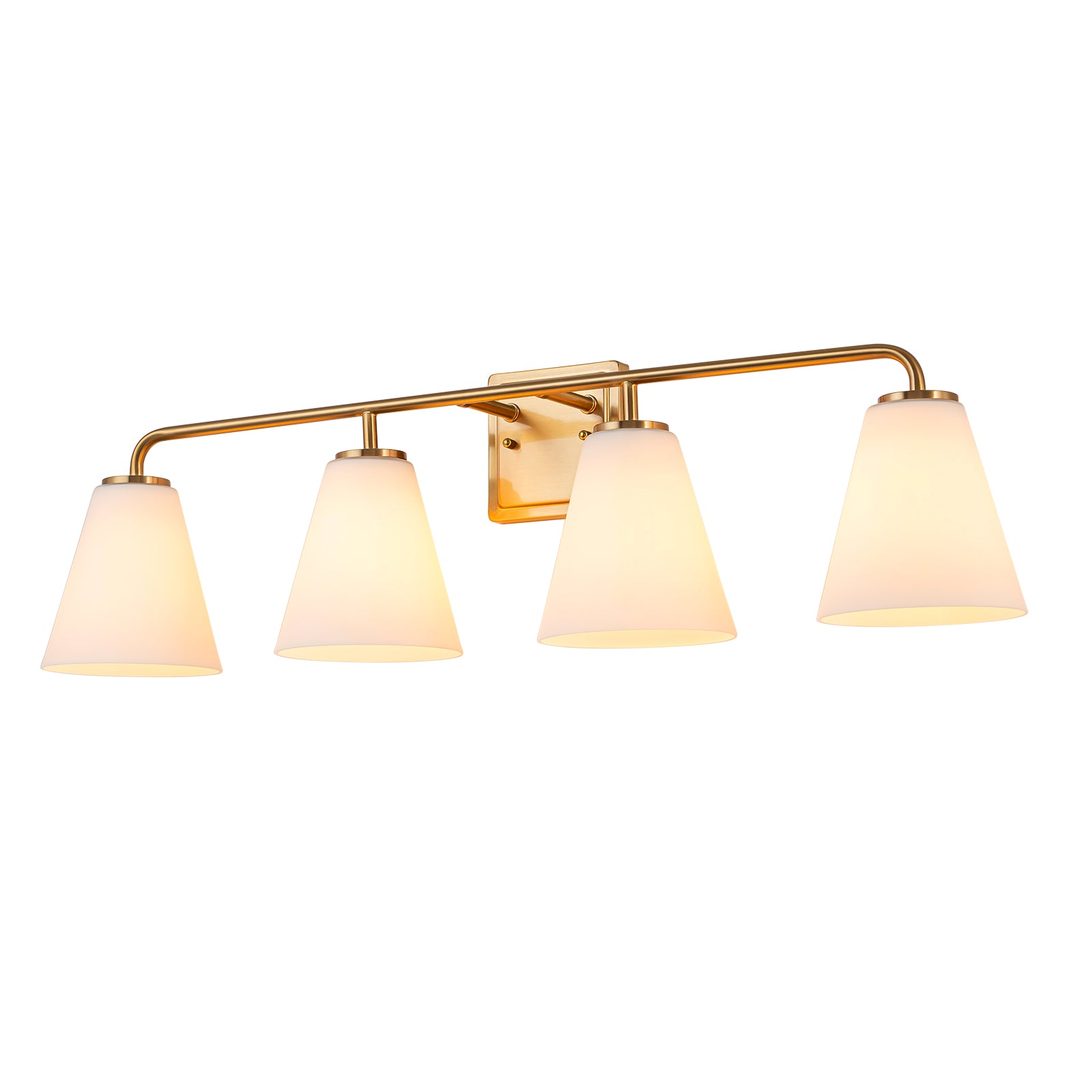 Glowlings 3/4-Light Modern Antique Brass Cone Opal Glass Bathroom Vanity Light