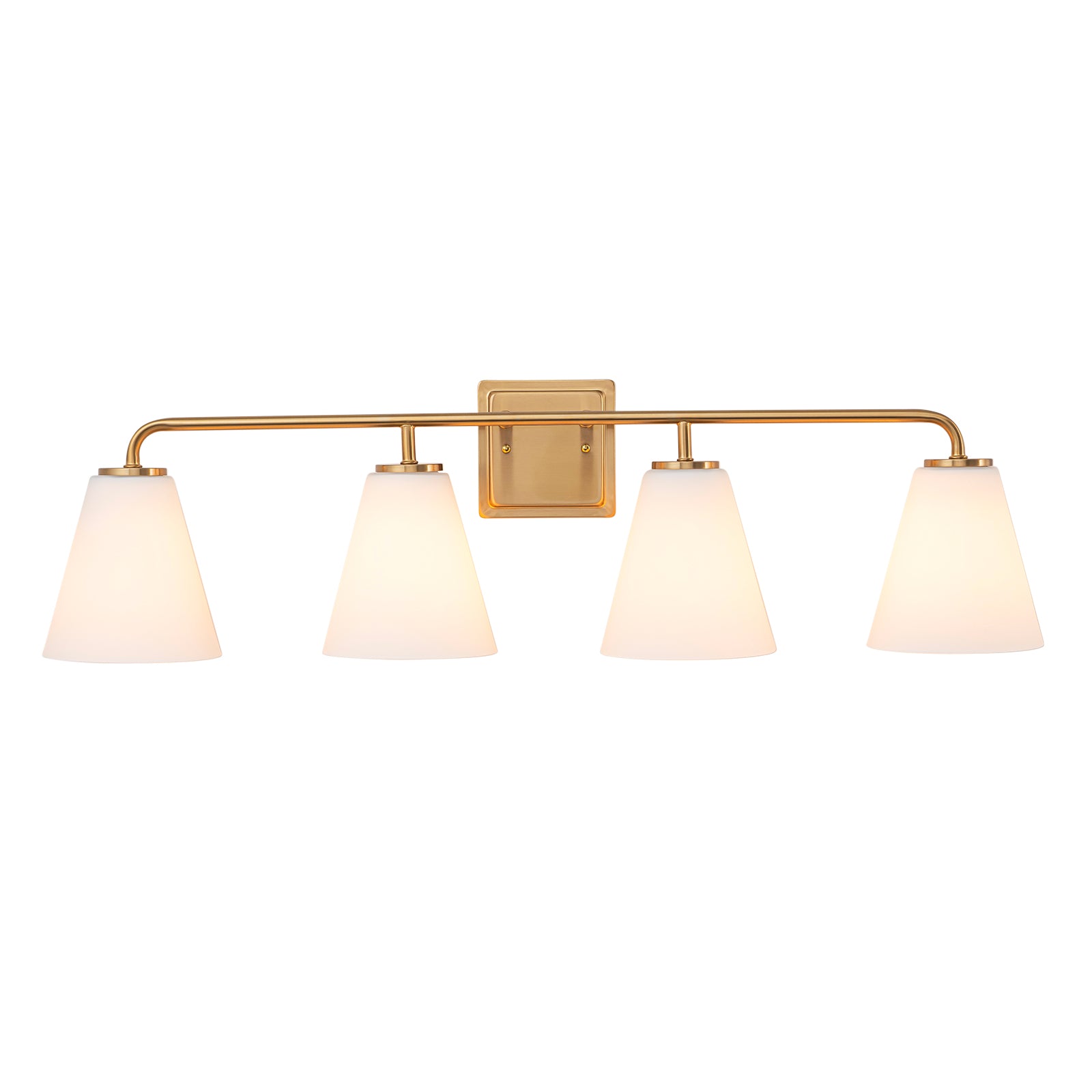 Glowlings 3/4-Light Modern Antique Brass Cone Opal Glass Bathroom Vanity Light