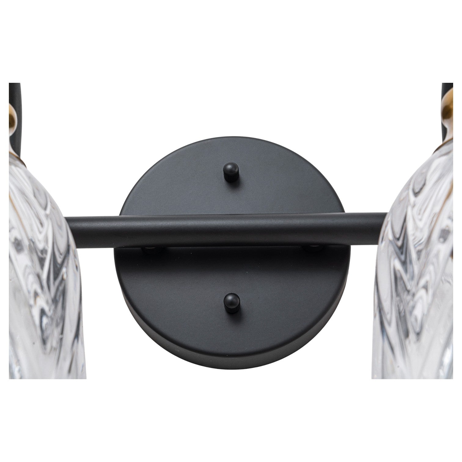 Glowlings 3/4-Light Modern Black & Gold Bathroom Vanity Light Wall Sconce with Flower Clear Glass Shades for Mirror