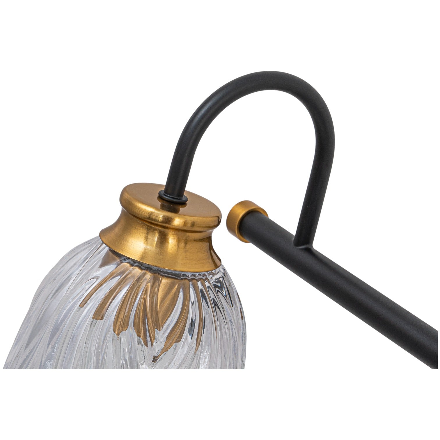 Glowlings 3/4-Light Modern Black & Gold Bathroom Vanity Light Wall Sconce with Flower Clear Glass Shades for Mirror