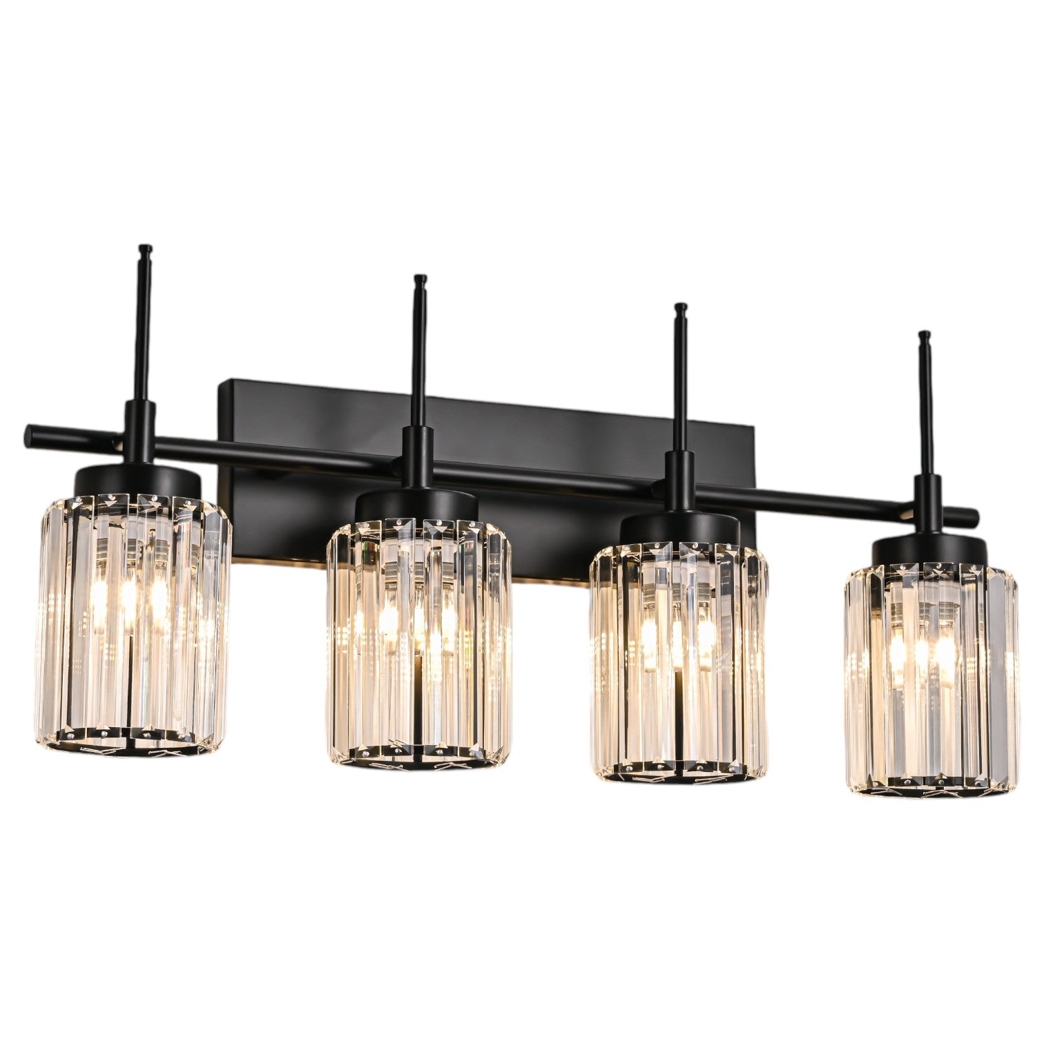 Glowlings 1/2/3/4/5-Light Modern Black/Gold Dimmable Round Crystal Bathroom Vanity Light