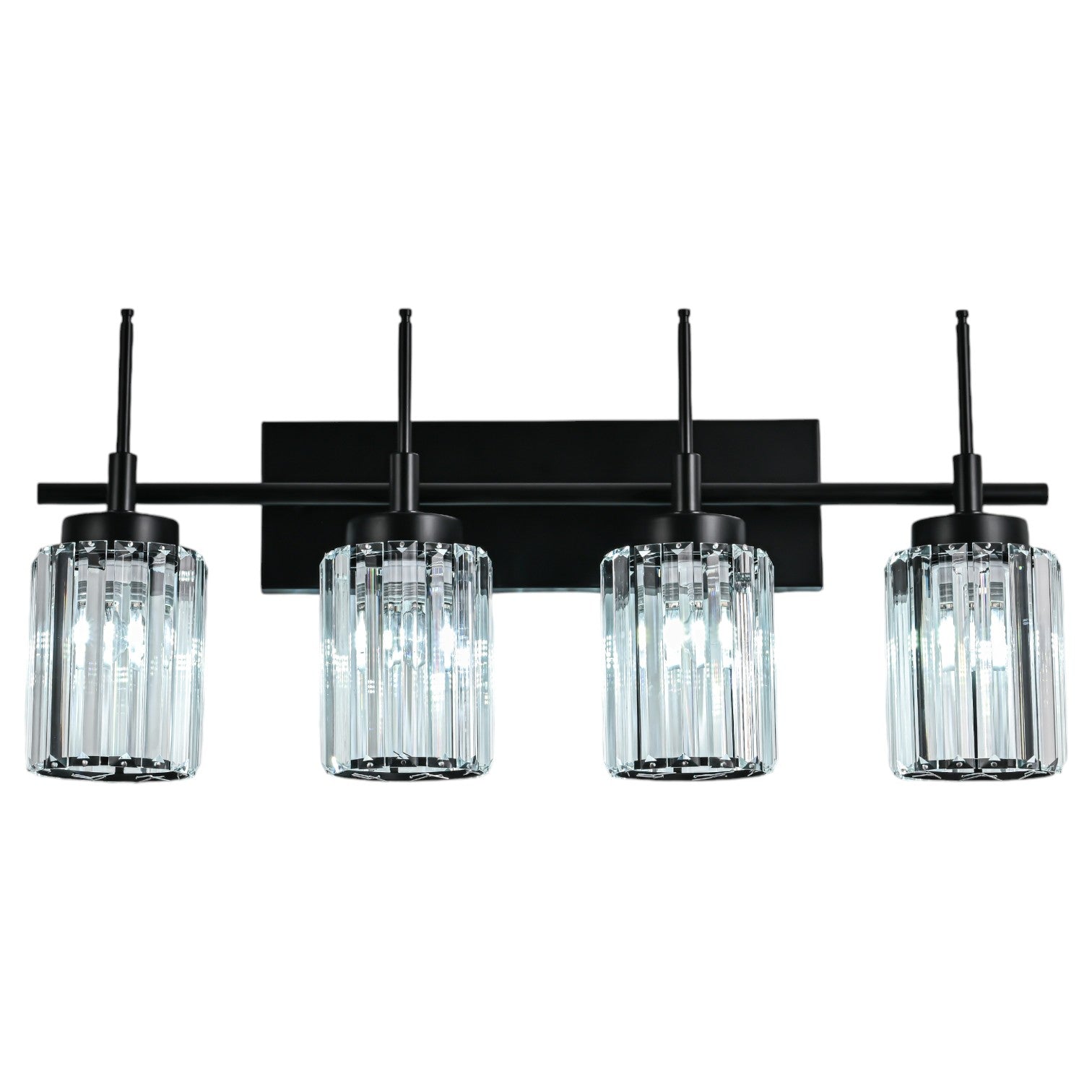 Glowlings 1/2/3/4/5-Light Modern Black/Gold Dimmable Round Crystal Bathroom Vanity Light