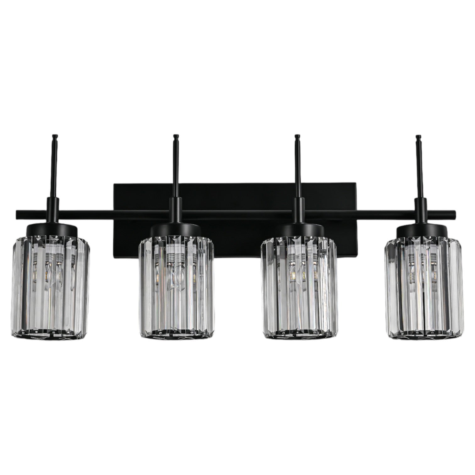 Glowlings 1/2/3/4/5-Light Modern Black/Gold Dimmable Round Crystal Bathroom Vanity Light