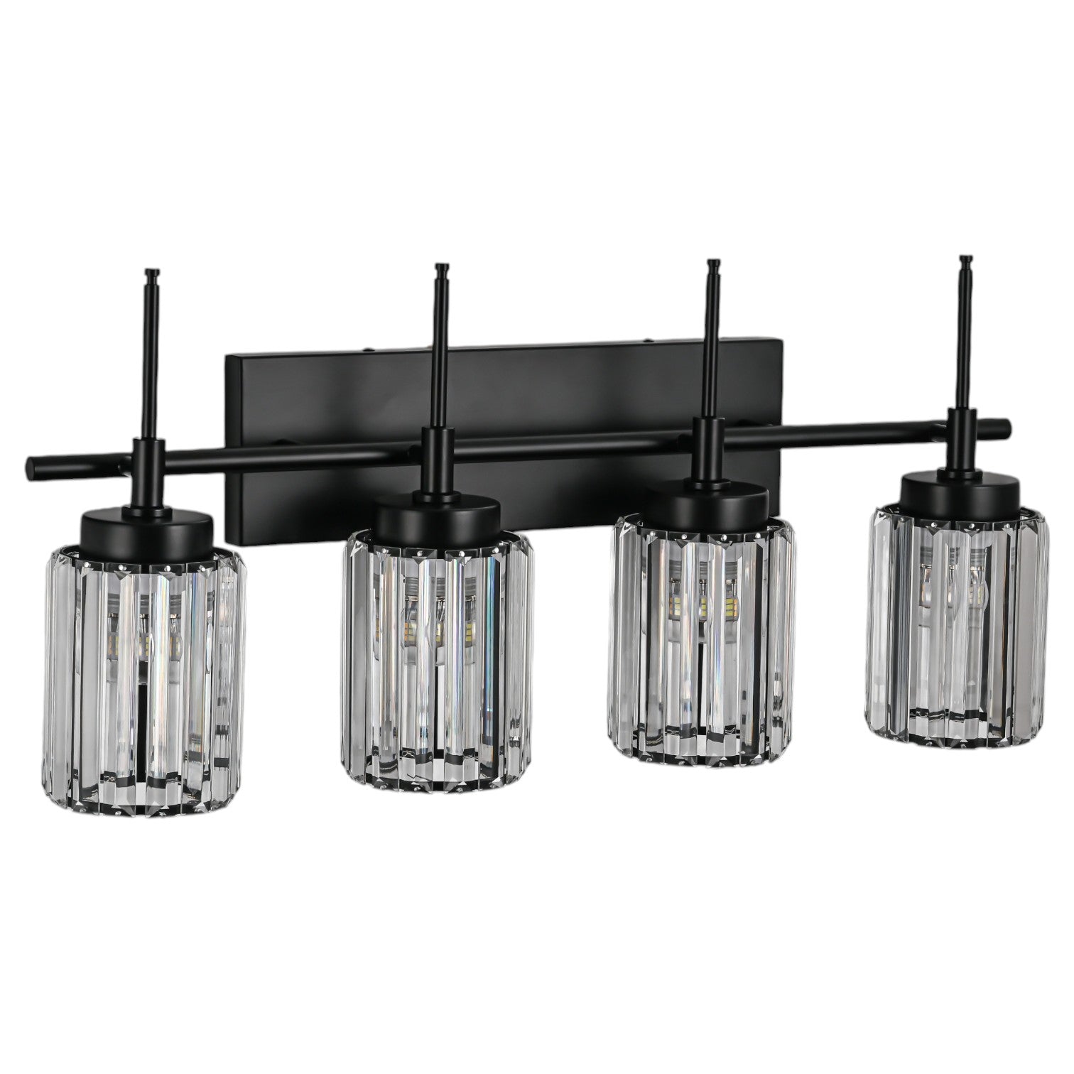 Glowlings 1/2/3/4/5-Light Modern Black/Gold Dimmable Round Crystal Bathroom Vanity Light