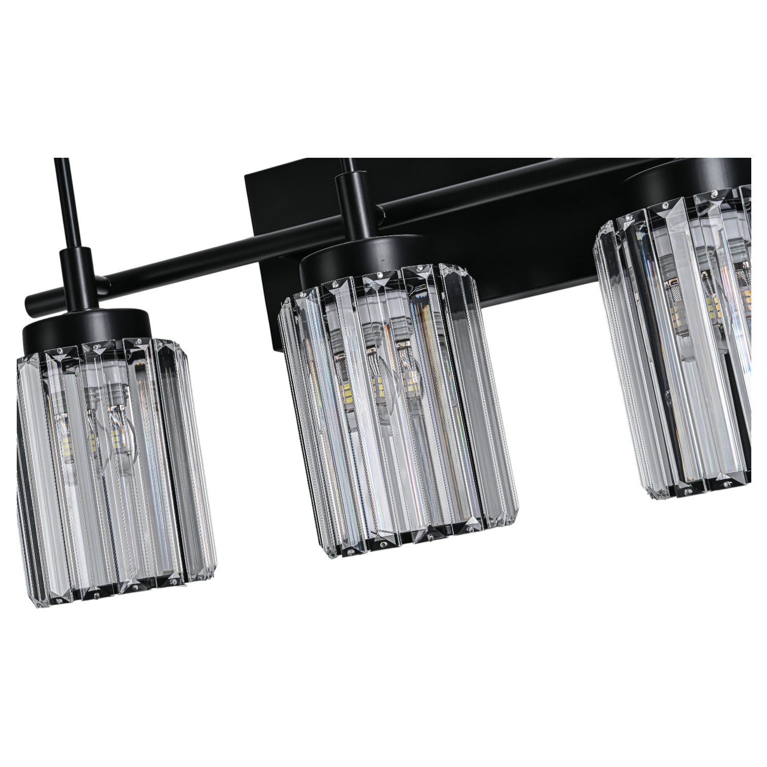 Glowlings 1/2/3/4/5-Light Modern Black/Gold Dimmable Round Crystal Bathroom Vanity Light