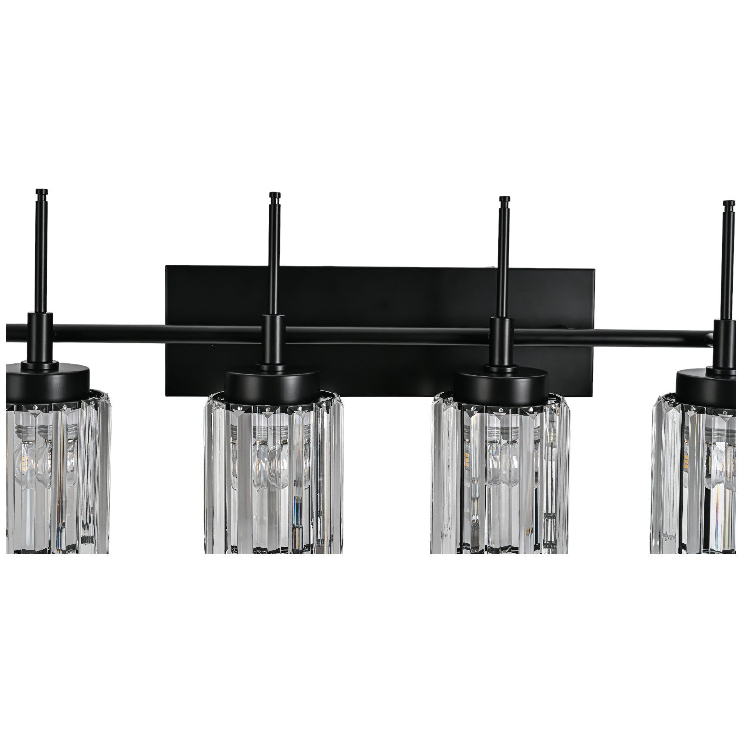 Glowlings 1/2/3/4/5-Light Modern Black/Gold Dimmable Round Crystal Bathroom Vanity Light