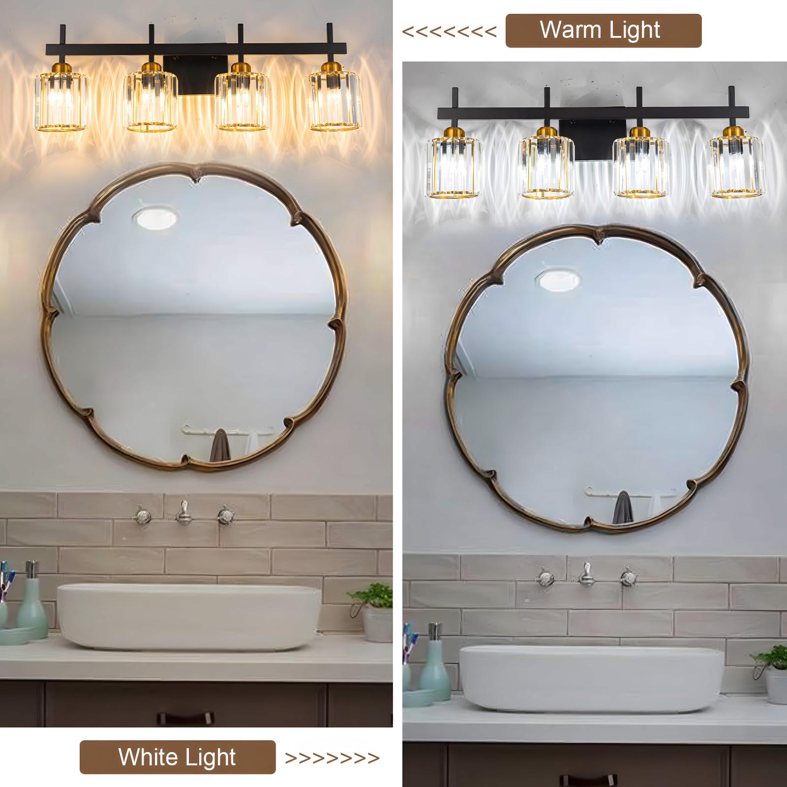 Glowlings 4/5-Light Modern Crystal Bathroom Vanity Light Bathroom Light Fixtures Over Mirror