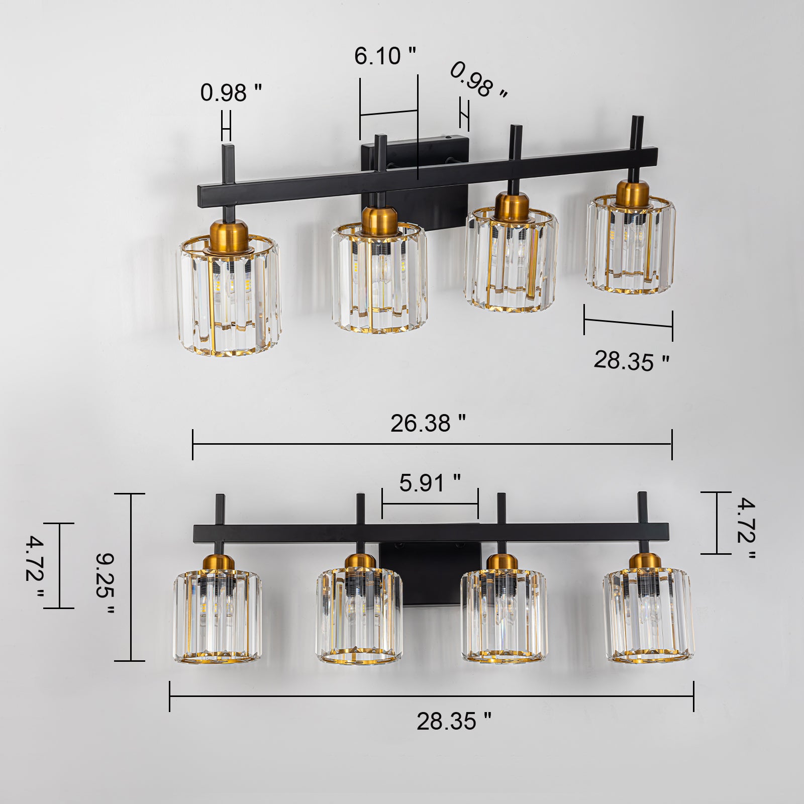 Glowlings 4/5-Light Modern Crystal Bathroom Vanity Light Bathroom Light Fixtures Over Mirror