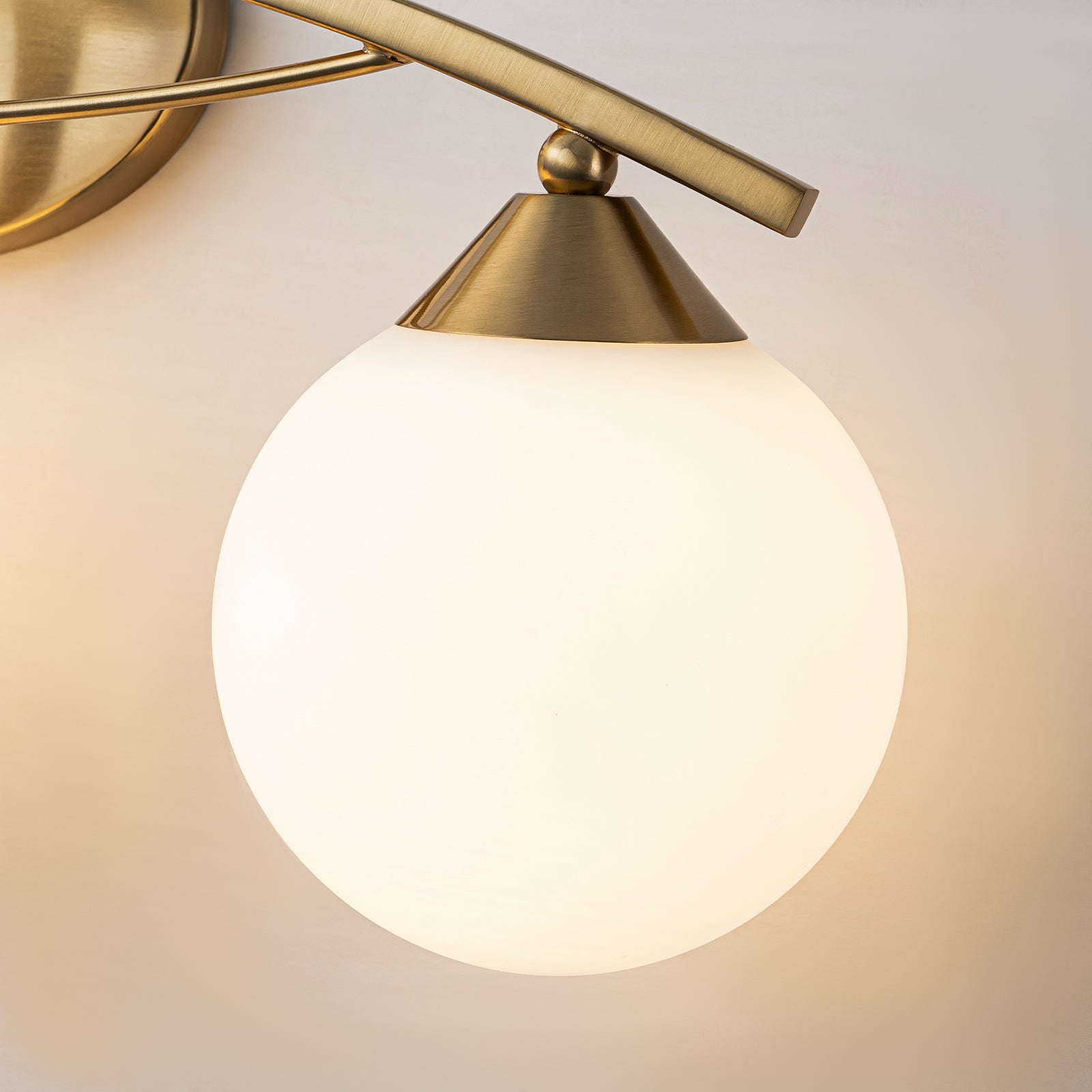 Glowlings 3/4-Light Modern Brass Curve Opal Glass Bathroom Vanity Light
