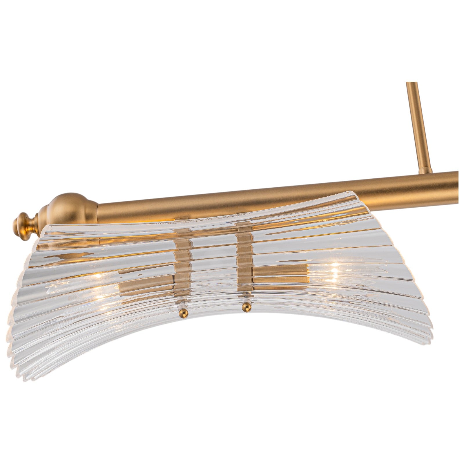 Glowlings 4-Light Modern 41"Wide Large Brushed Brass Ribbed Arched Glass Linear Chandelier Island Light