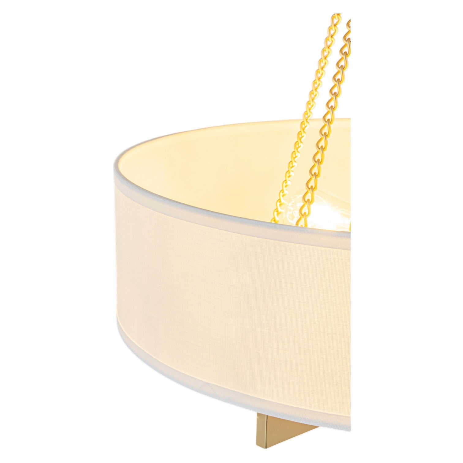 Glowlings 4-Light Modern 24"Wide Brushed Gold Drum Chandelier with Off-White Linen Shade & Opal Glass