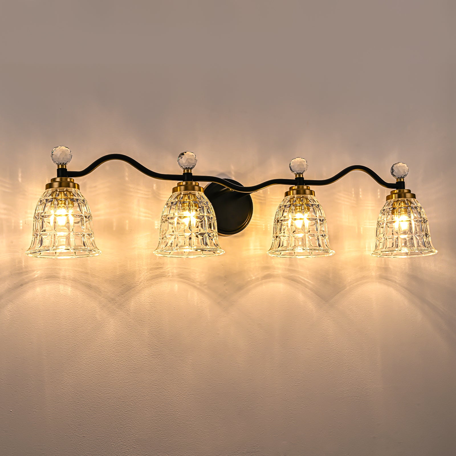 Glowlings 2/3/4/5-Light Modern Crystal Flower Shades Bathroom Vanity Light Over Mirror