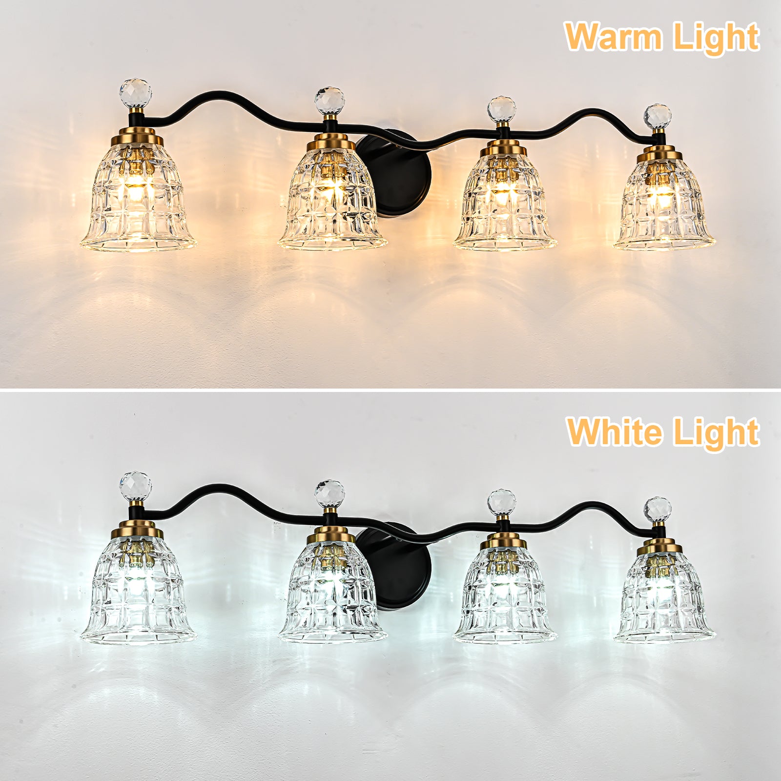 Glowlings 2/3/4/5-Light Modern Crystal Flower Shades Bathroom Vanity Light Over Mirror