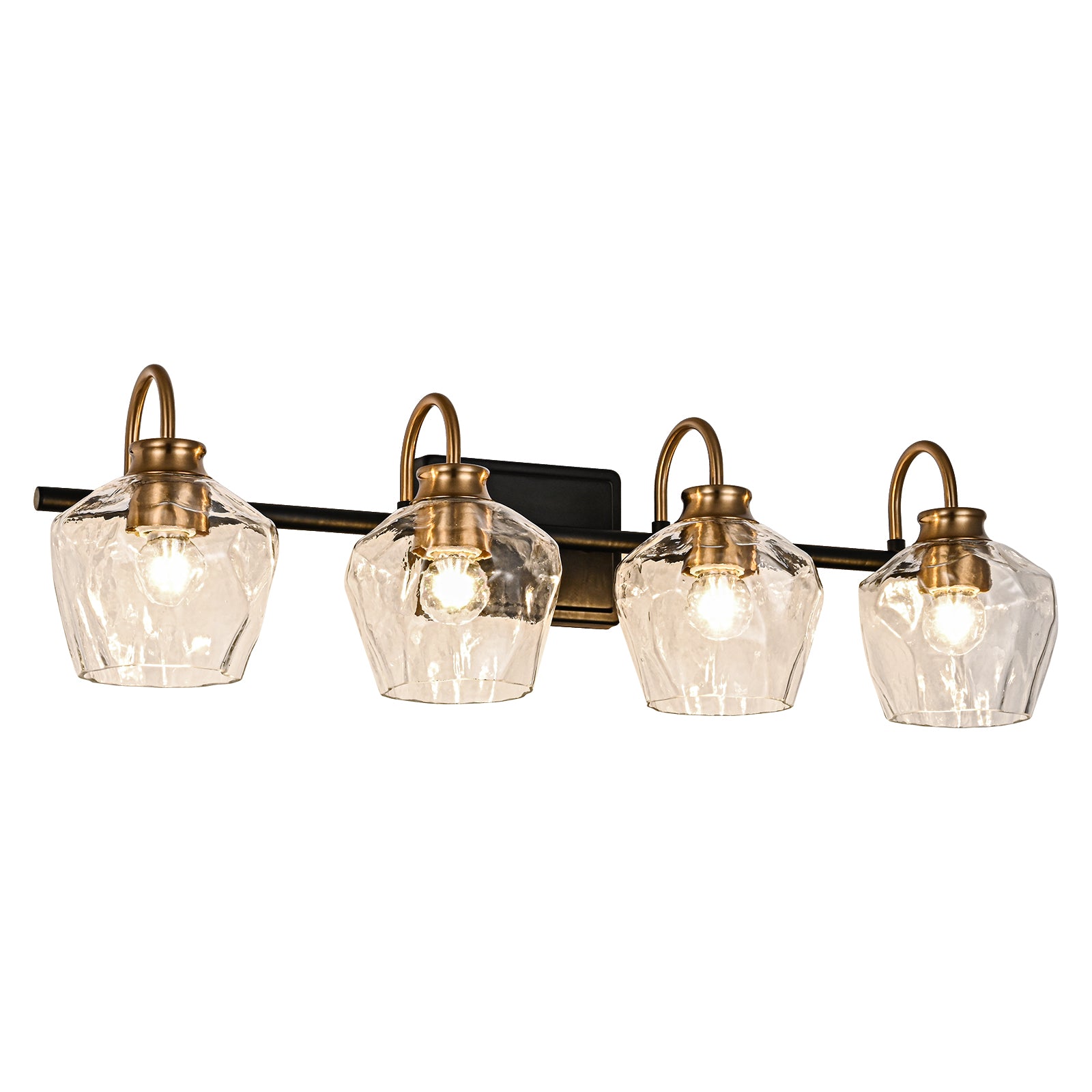 Glowlings 3/4-Light Modern Diamond-pattern Textured Glass Dimmable Bathroom Vanity Light