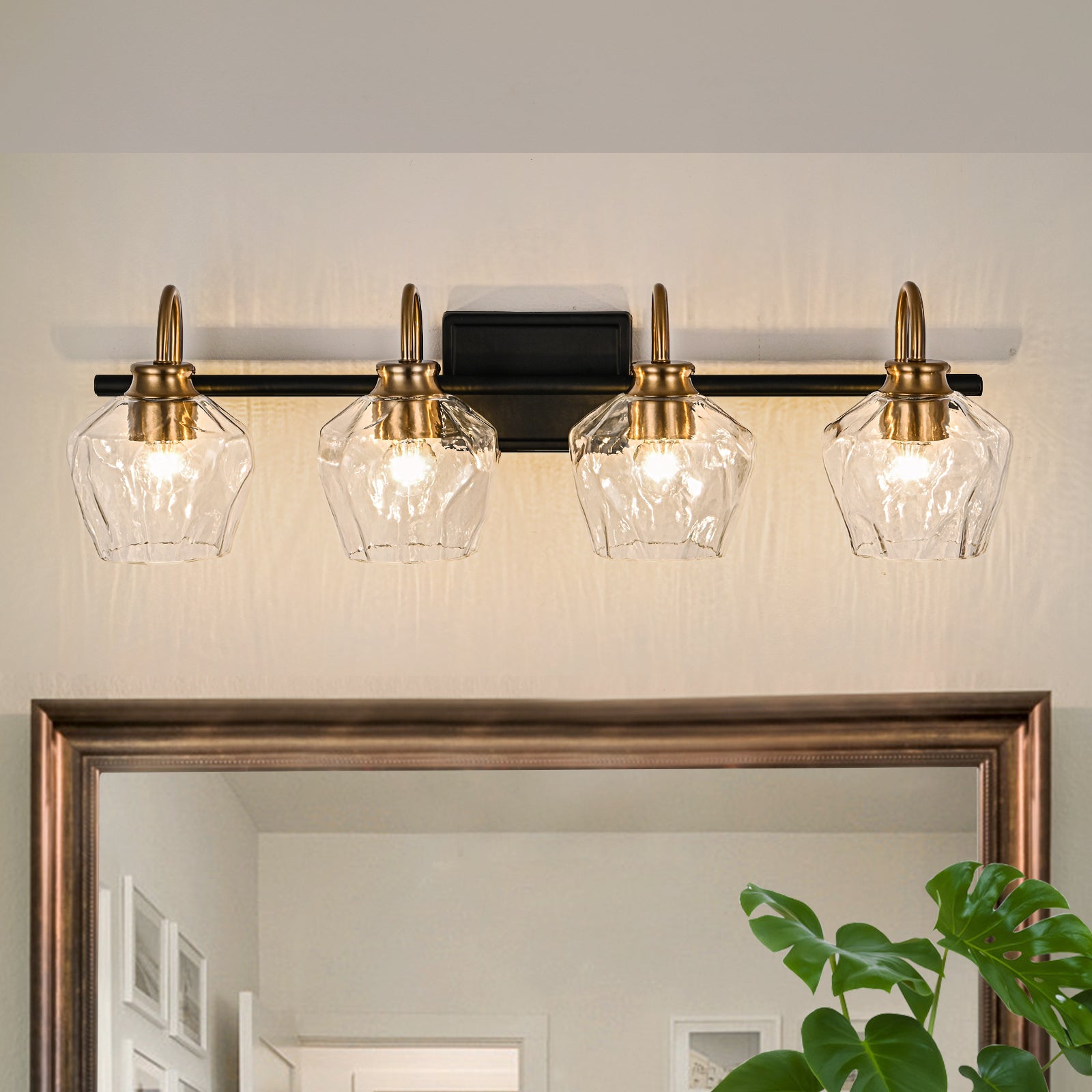 Glowlings 3/4-Light Modern Diamond-pattern Textured Glass Dimmable Bathroom Vanity Light