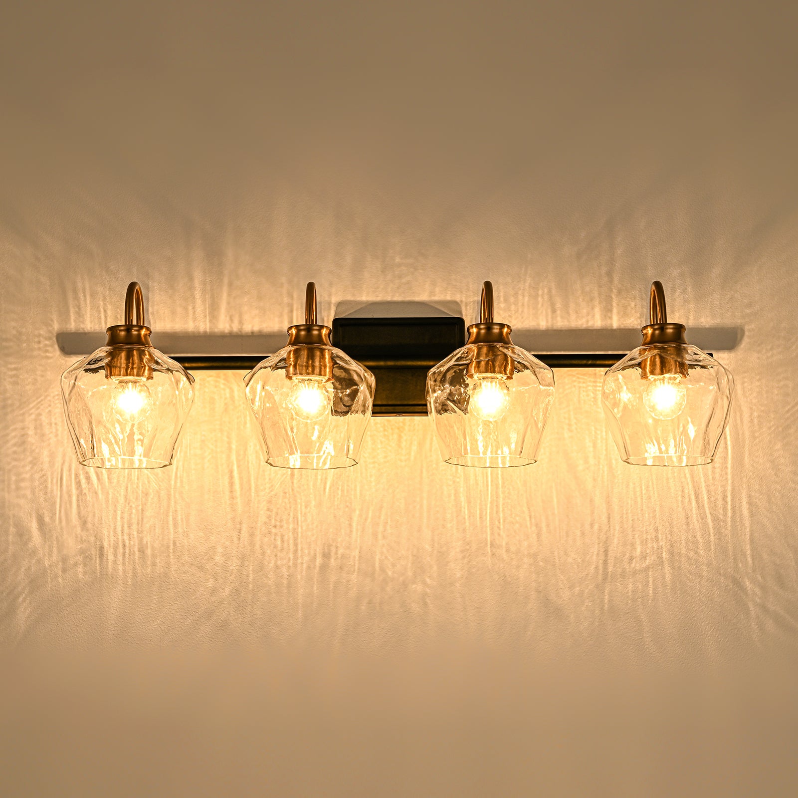 Glowlings 3/4-Light Modern Diamond-pattern Textured Glass Dimmable Bathroom Vanity Light