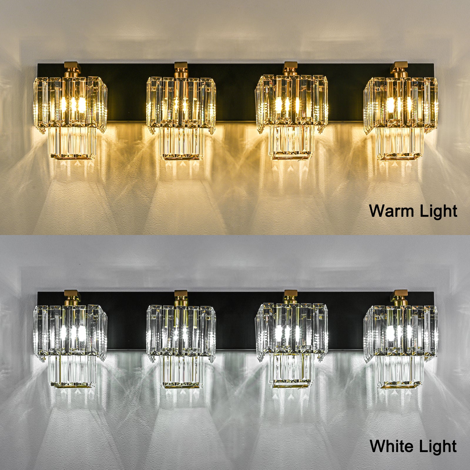 Glowlings 4/5-Light Modern Dimmable 2-Tier Crystal Bathroom Vanity Light
