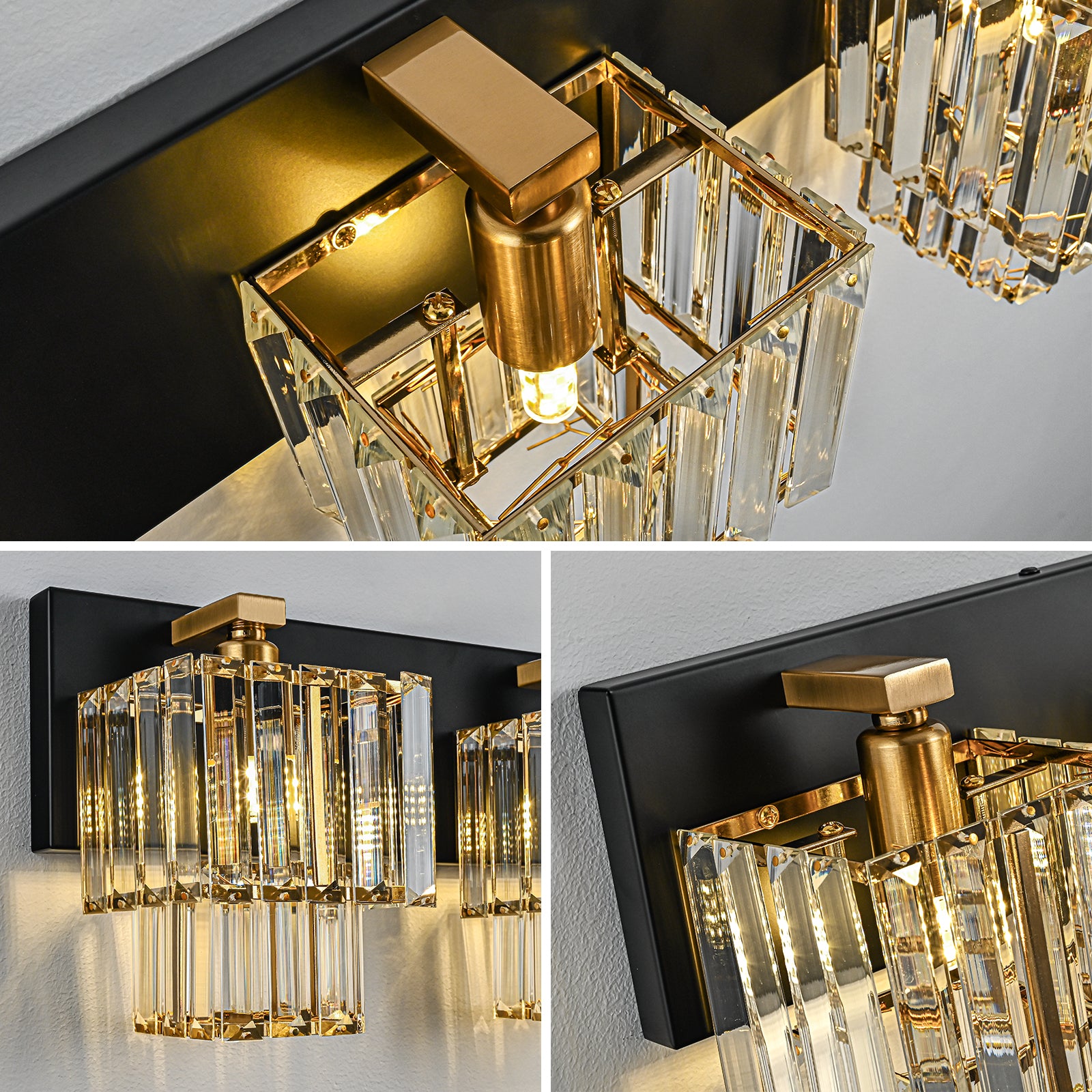 Glowlings 4/5-Light Modern Dimmable 2-Tier Crystal Bathroom Vanity Light