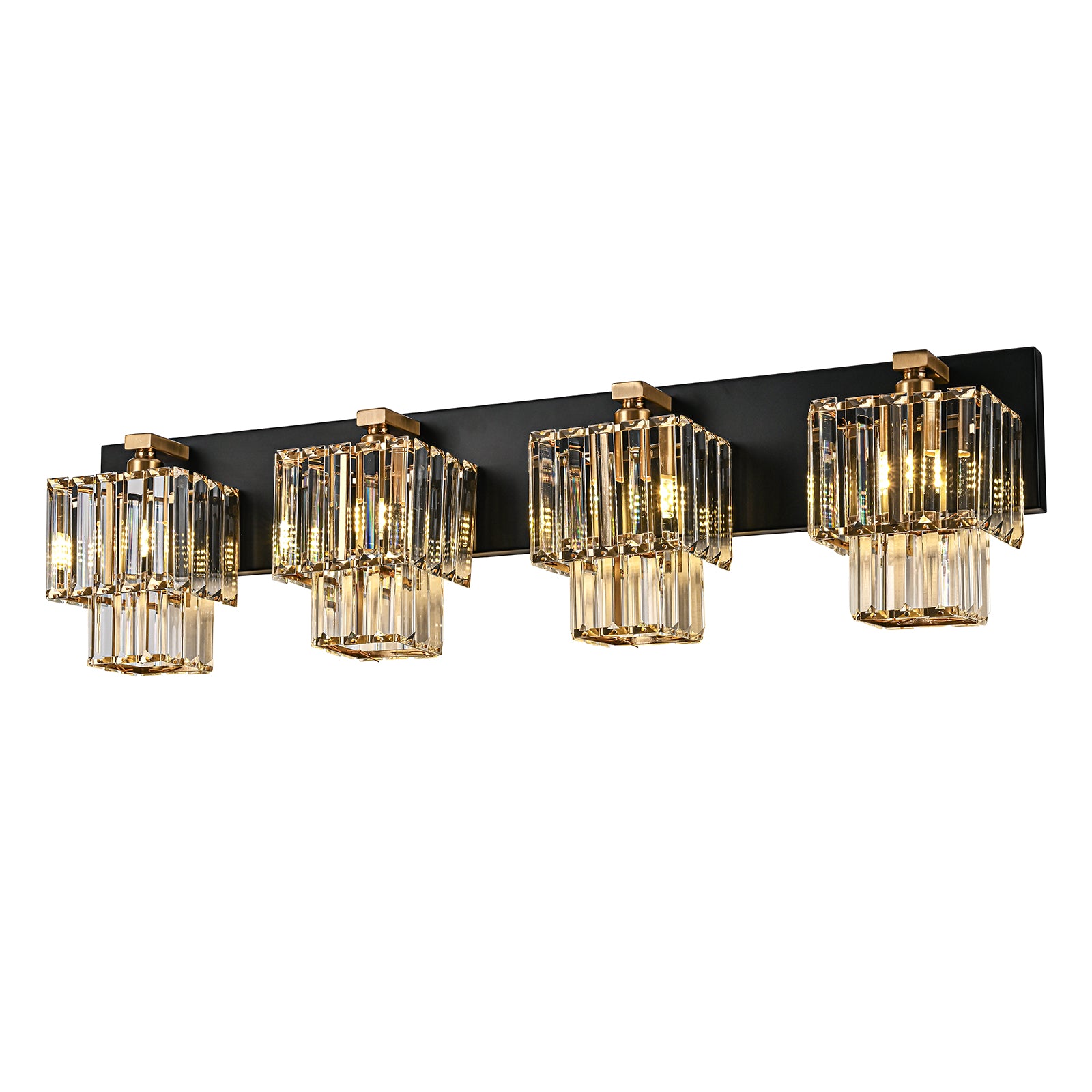 Glowlings 4/5-Light Modern Dimmable 2-Tier Crystal Bathroom Vanity Light