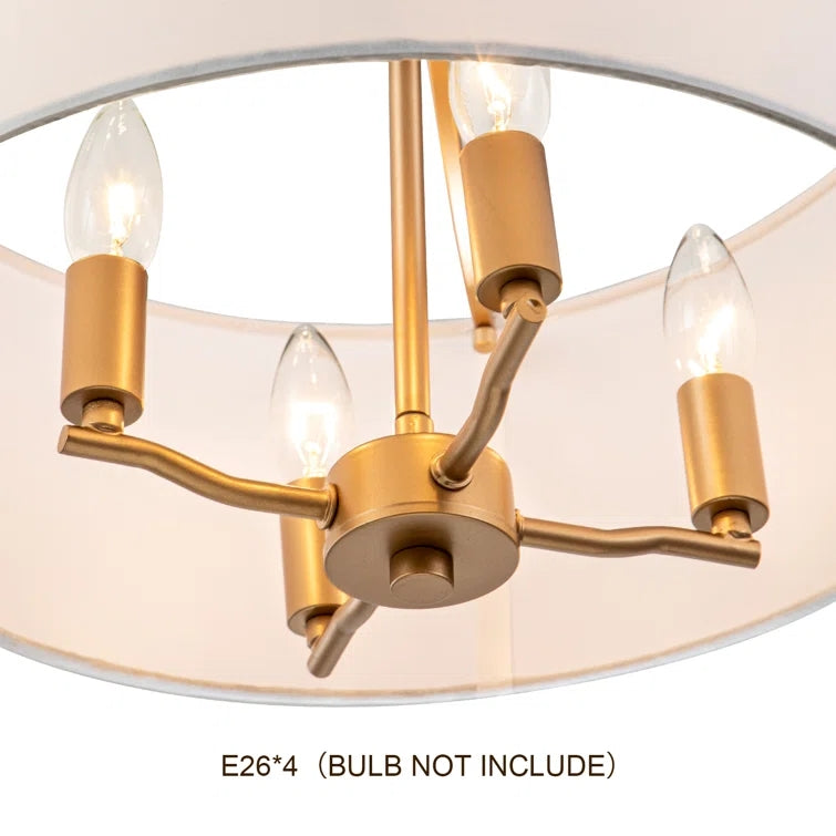 Glowlings 4-Light Modern Fabric Shades Dimmable Drum Chandelier