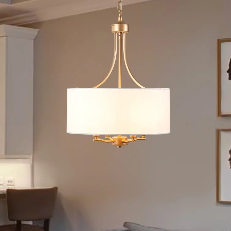 Glowlings 4-Light Modern Fabric Shades Dimmable Drum Chandelier