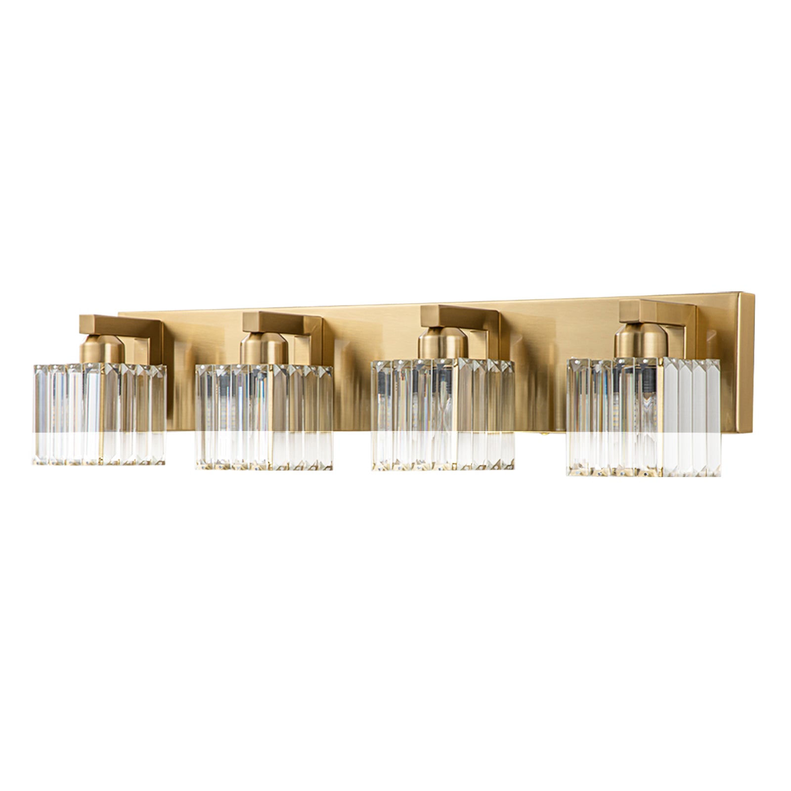 Glowlings 3/4/5-Light Modern Gold Square Crystal Bathroom Vanity Light Bathroom Light Fixtures Over Mirror