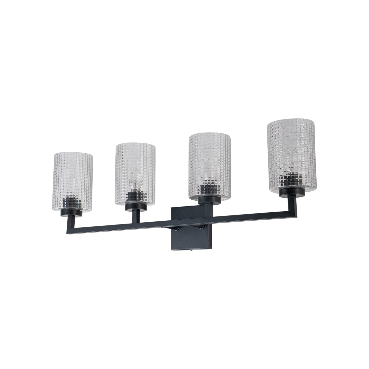 Glowlings 3/4-Light Modern Patterned Textured Glass Cylinder Bathroom Vanity Light Wall Sconce for Mirror Cabinet