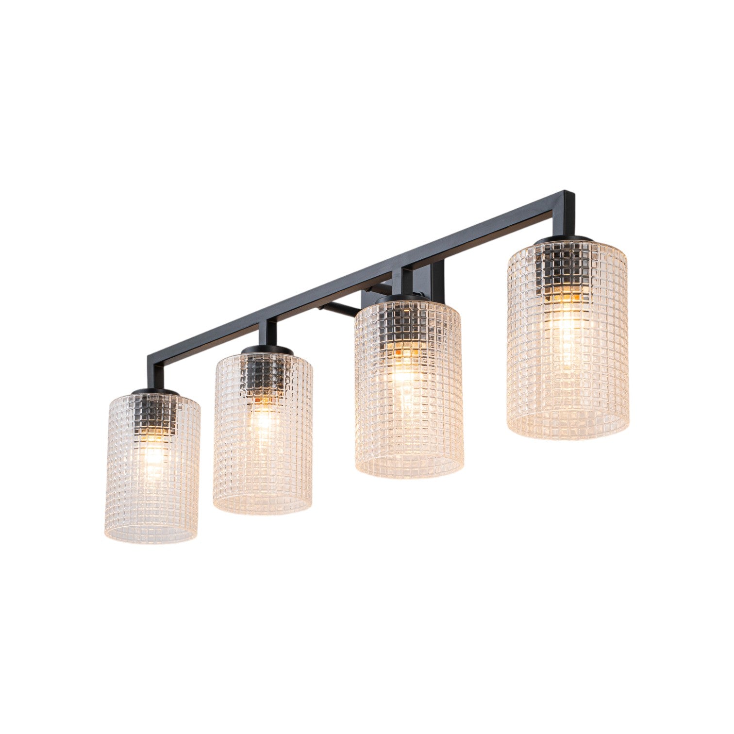 Glowlings 3/4-Light Modern Patterned Textured Glass Cylinder Bathroom Vanity Light Wall Sconce for Mirror Cabinet