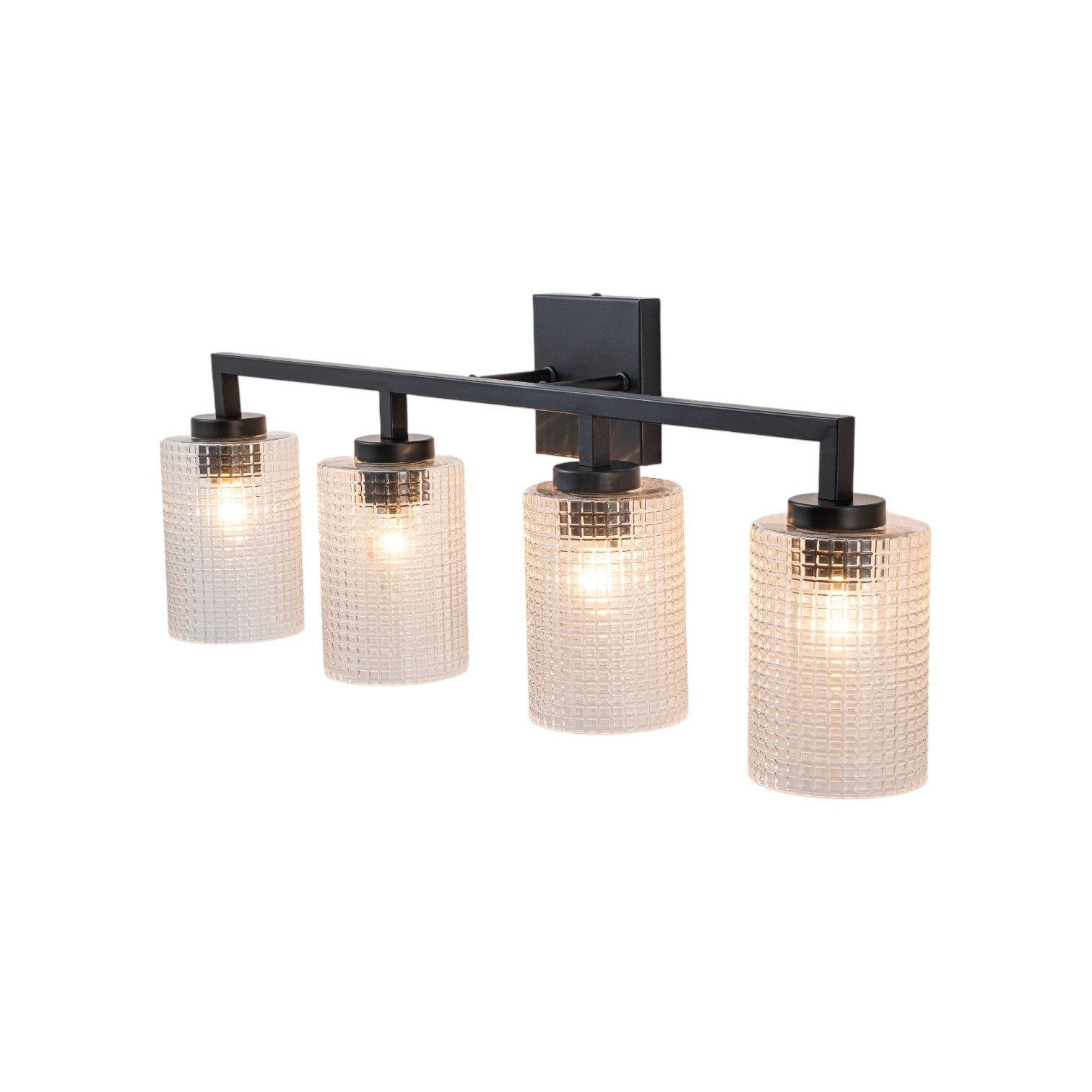 Glowlings 3/4-Light Modern Patterned Textured Glass Cylinder Bathroom Vanity Light Wall Sconce for Mirror Cabinet