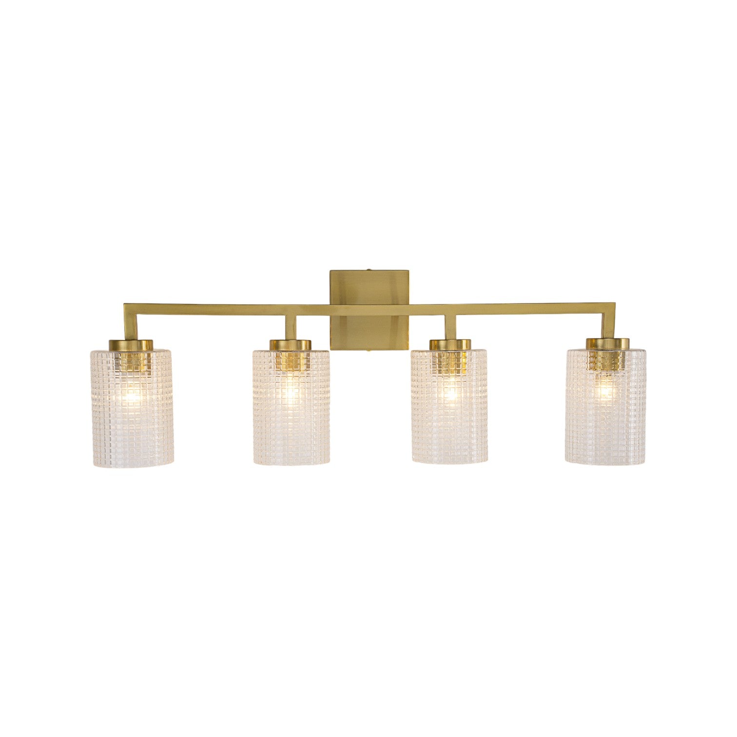Glowlings 3/4-Light Modern Patterned Textured Glass Cylinder Bathroom Vanity Light Wall Sconce for Mirror Cabinet
