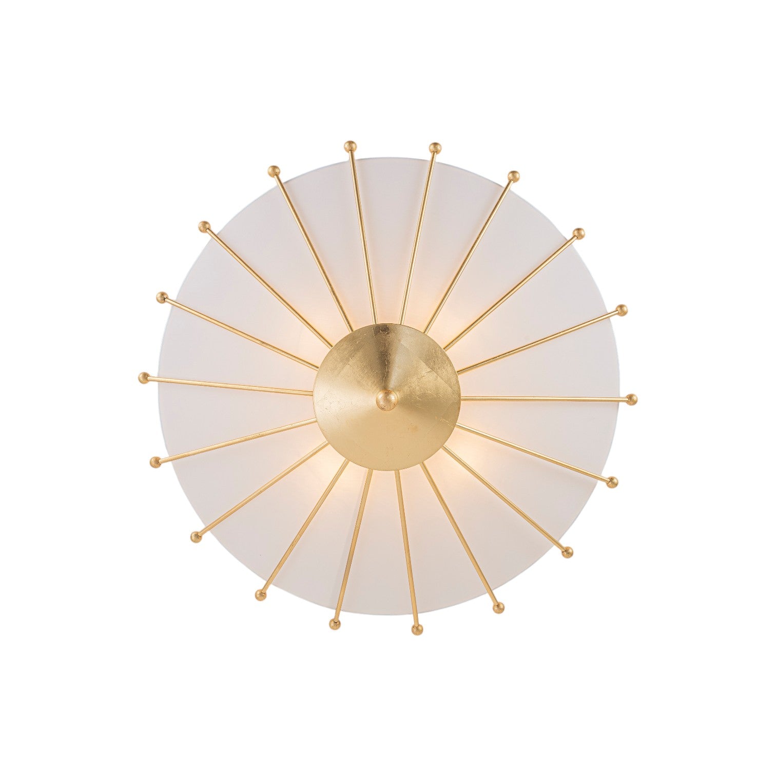 Glowlings 4-Light Modern Hand-Applied Gold Leaf Sputnik Semi Flush Mount Ceiling Light with White Fabric Linen Shade