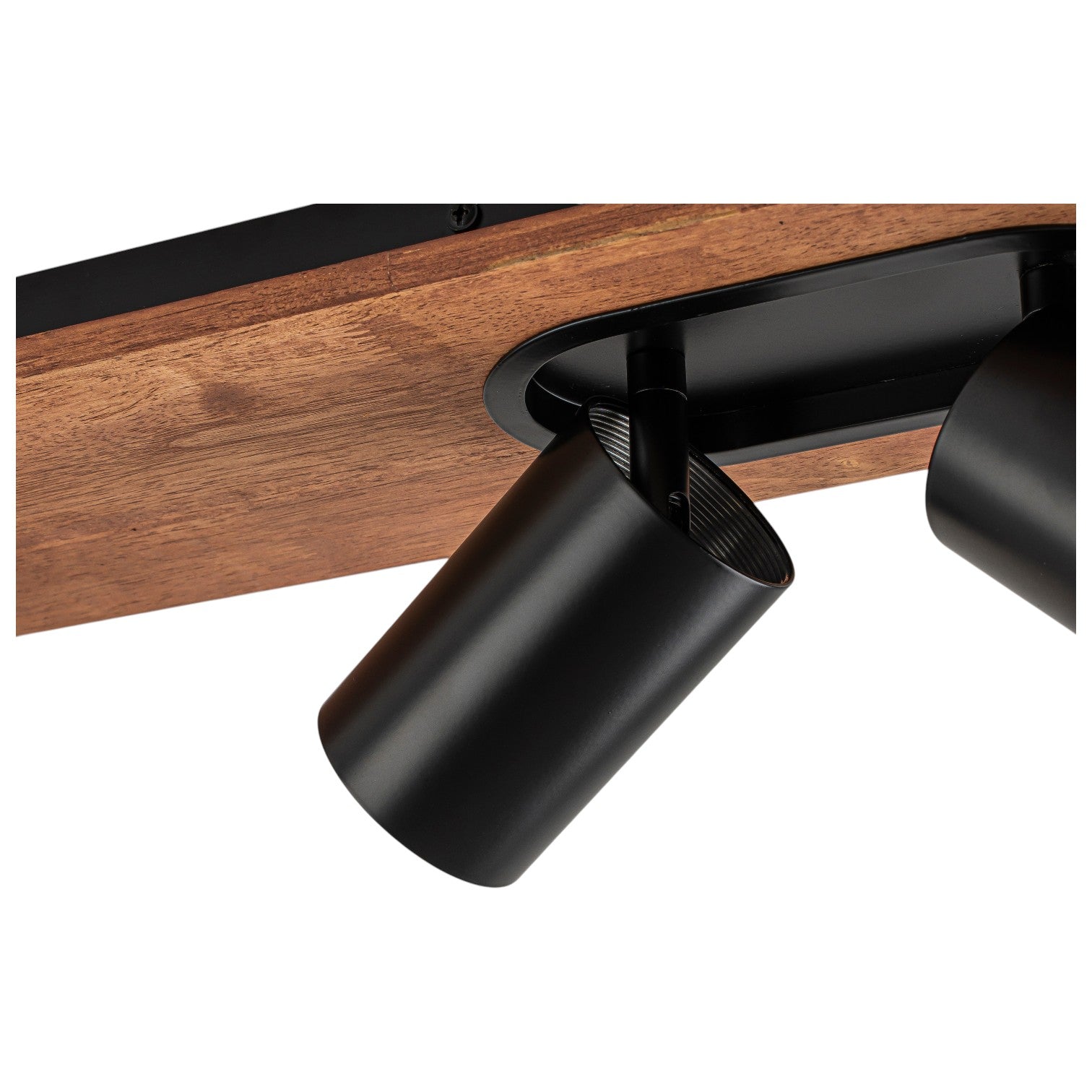 Glowlings 4-Light Modern Industrial Track Lighting Kit Walnut Wood Ceiling Spotlight Directional Flush Mount