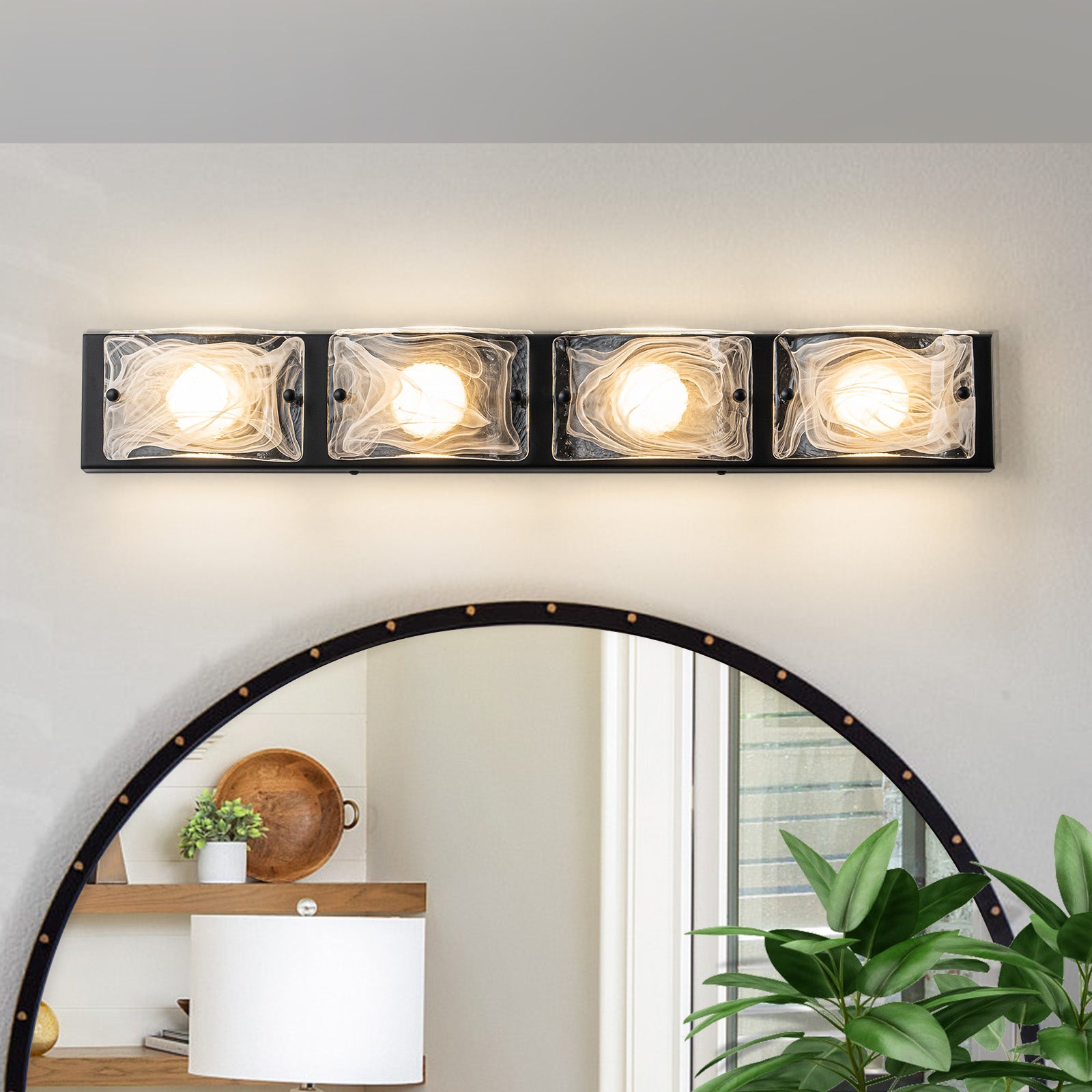 Glowlings 3/4-Light Modern LED Cloud Glass Bathroom Vanity Light Wall Sconce with DIP Dimmable