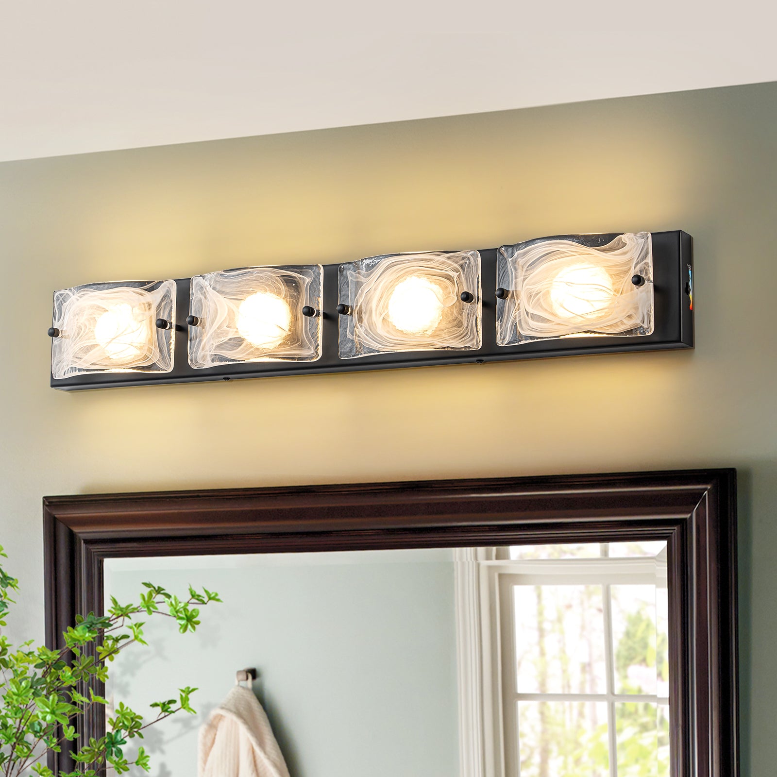Glowlings 3/4-Light Modern LED Cloud Glass Bathroom Vanity Light Wall Sconce with DIP Dimmable