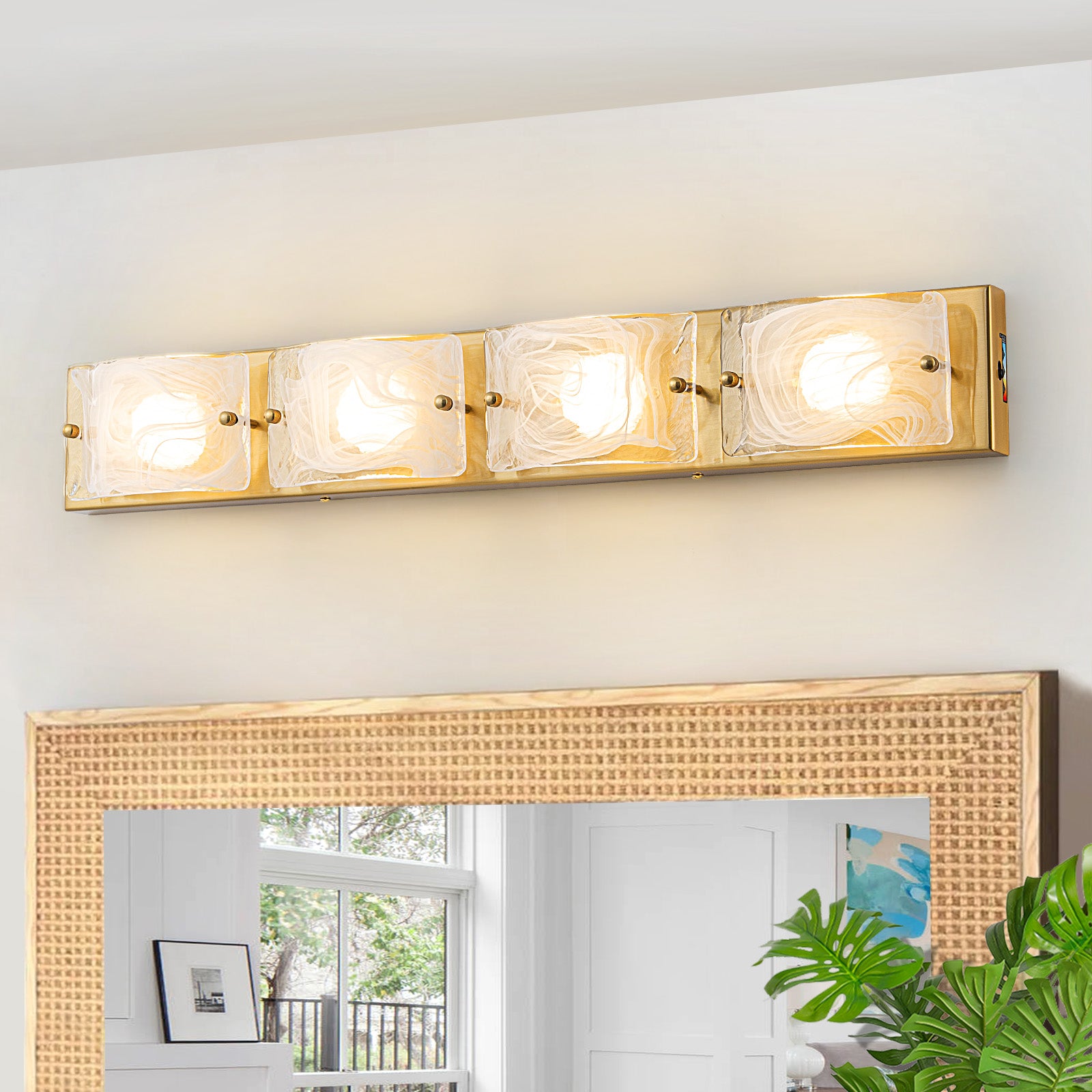 Glowlings 3/4-Light Modern LED Cloud Glass Bathroom Vanity Light Wall Sconce with DIP Dimmable