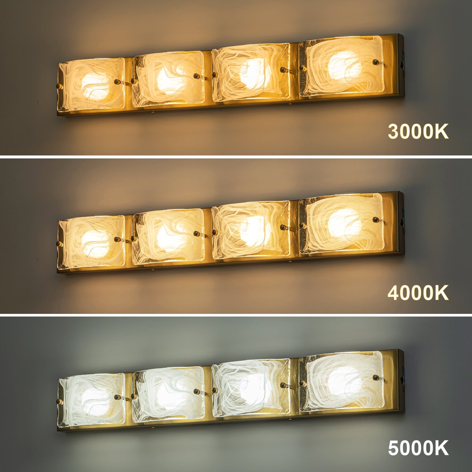 Glowlings 3/4-Light Modern LED Cloud Glass Bathroom Vanity Light Wall Sconce with DIP Dimmable