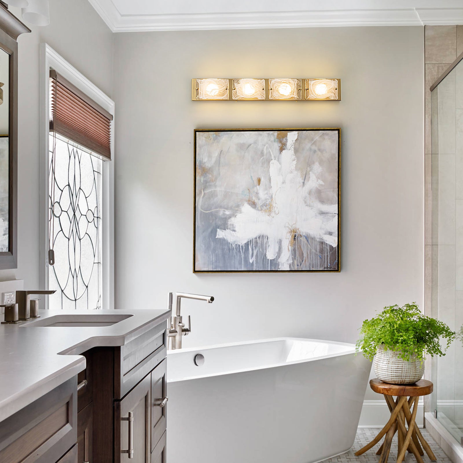 Glowlings 3/4-Light Modern LED Cloud Glass Bathroom Vanity Light Wall Sconce with DIP Dimmable
