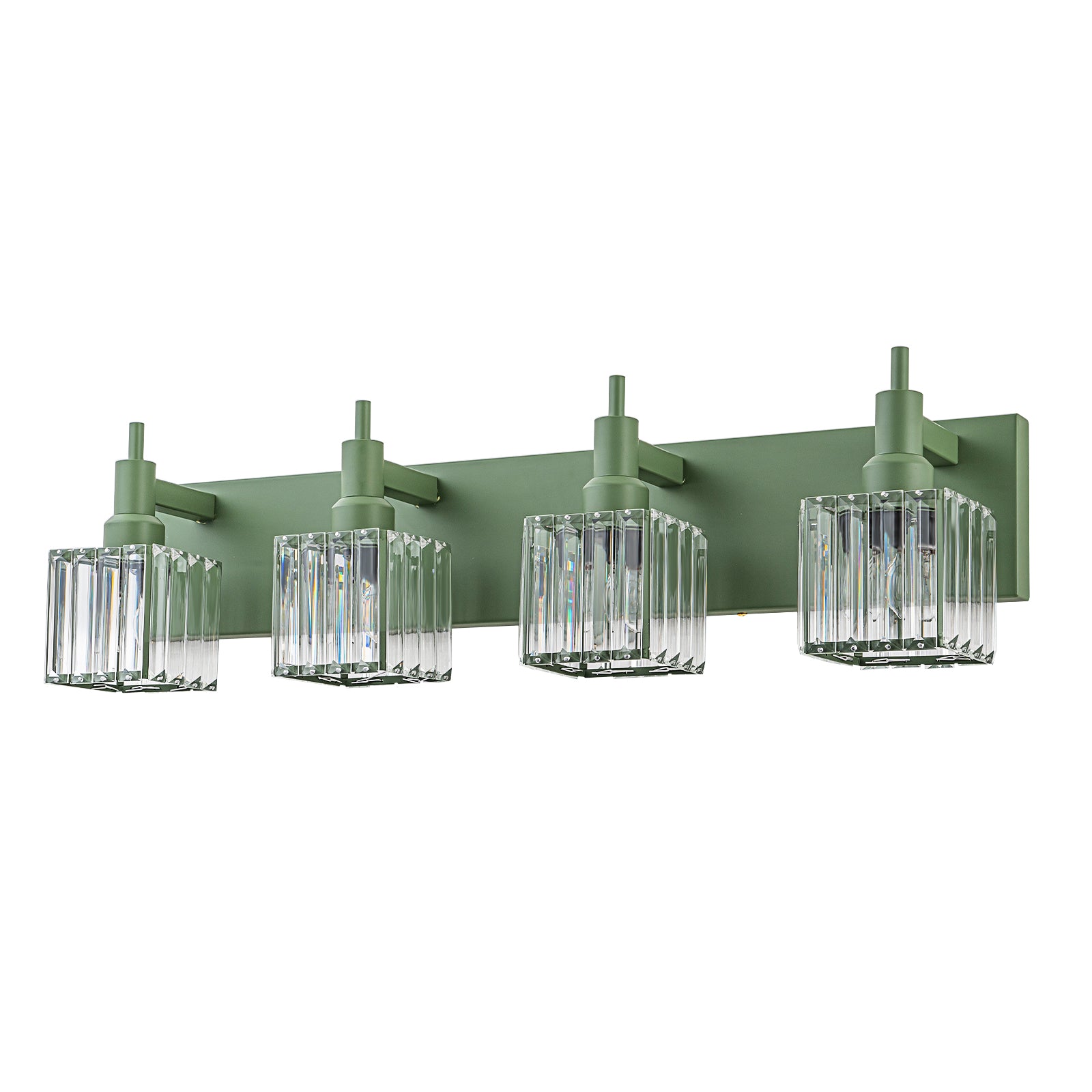 Glowlings 3-Light Modern Macaron Green Square Bathroom Vanity Light Over Mirror
