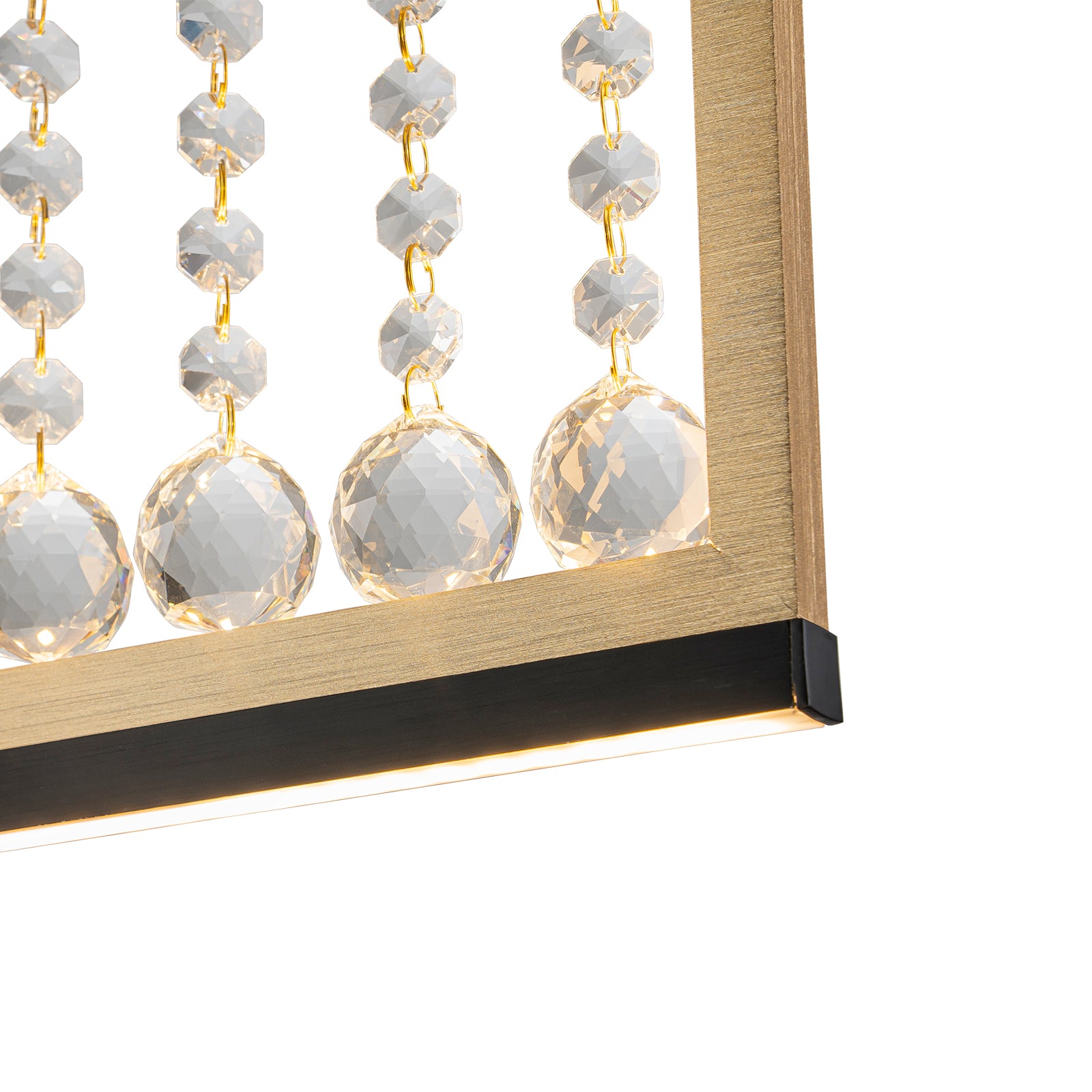 Glowlings 4-Light Modern 40"Wide 3000K Rectangle Gold Linear LED Crystal Chandelier