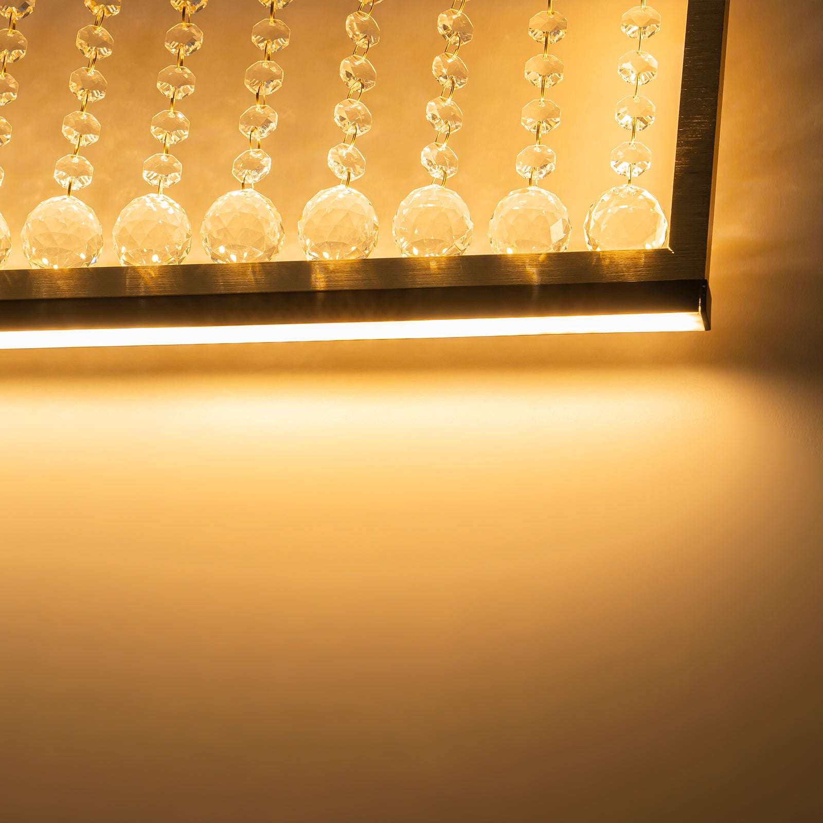 Glowlings 4-Light Modern 40"Wide 3000K Rectangle Gold Linear LED Crystal Chandelier
