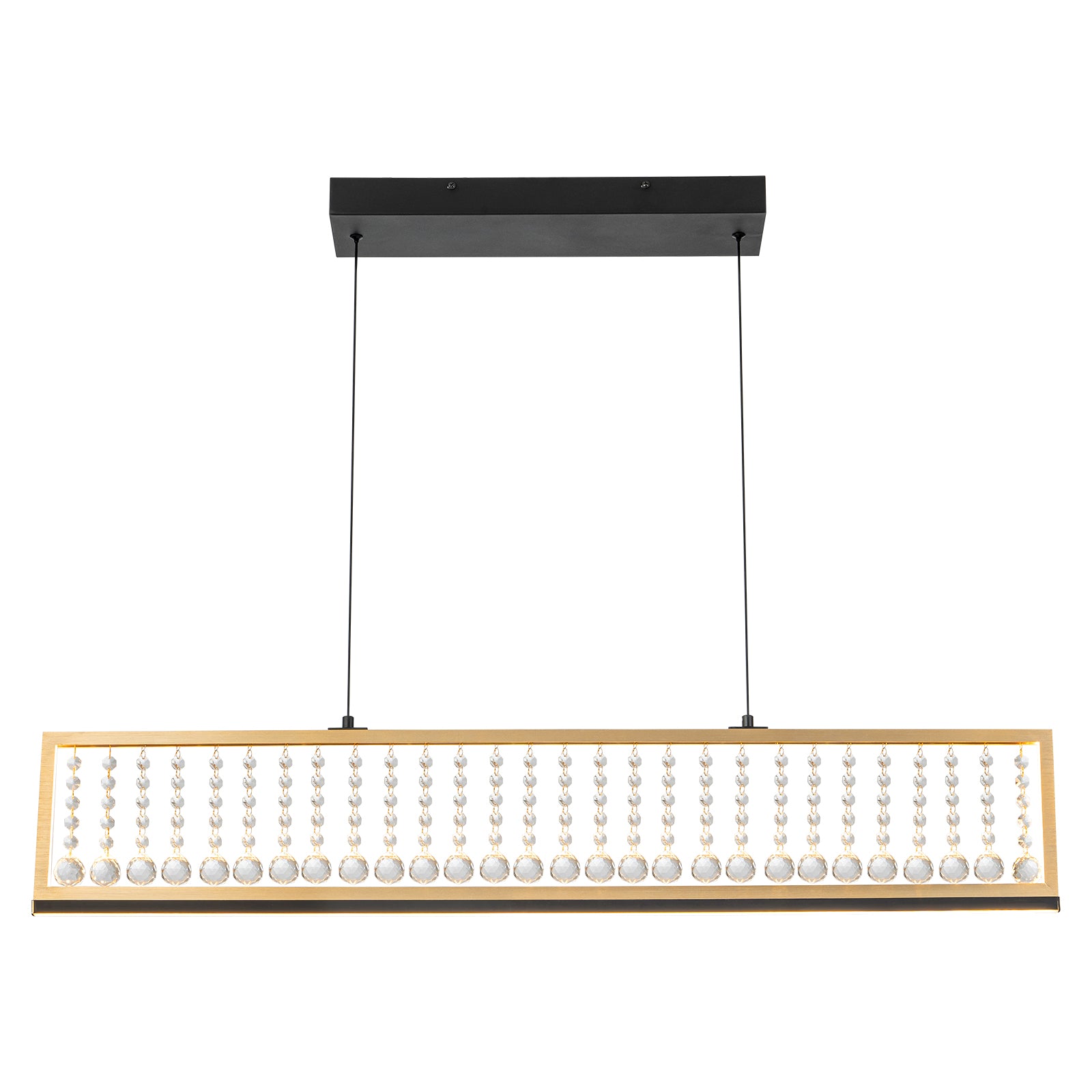 Glowlings 4-Light Modern 40"Wide 3000K Rectangle Gold Linear LED Crystal Chandelier